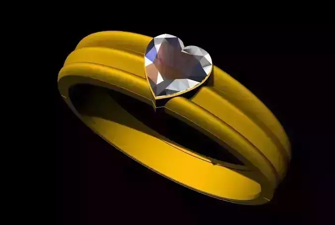 Heart Stone Solitaire Ring 3dm file