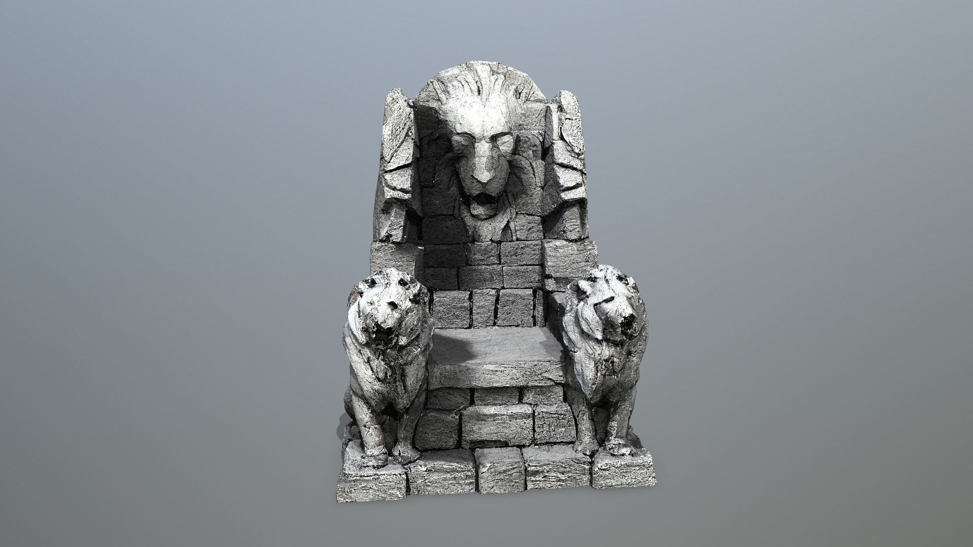 Lion Stone Throne Low-poly 3D model_11