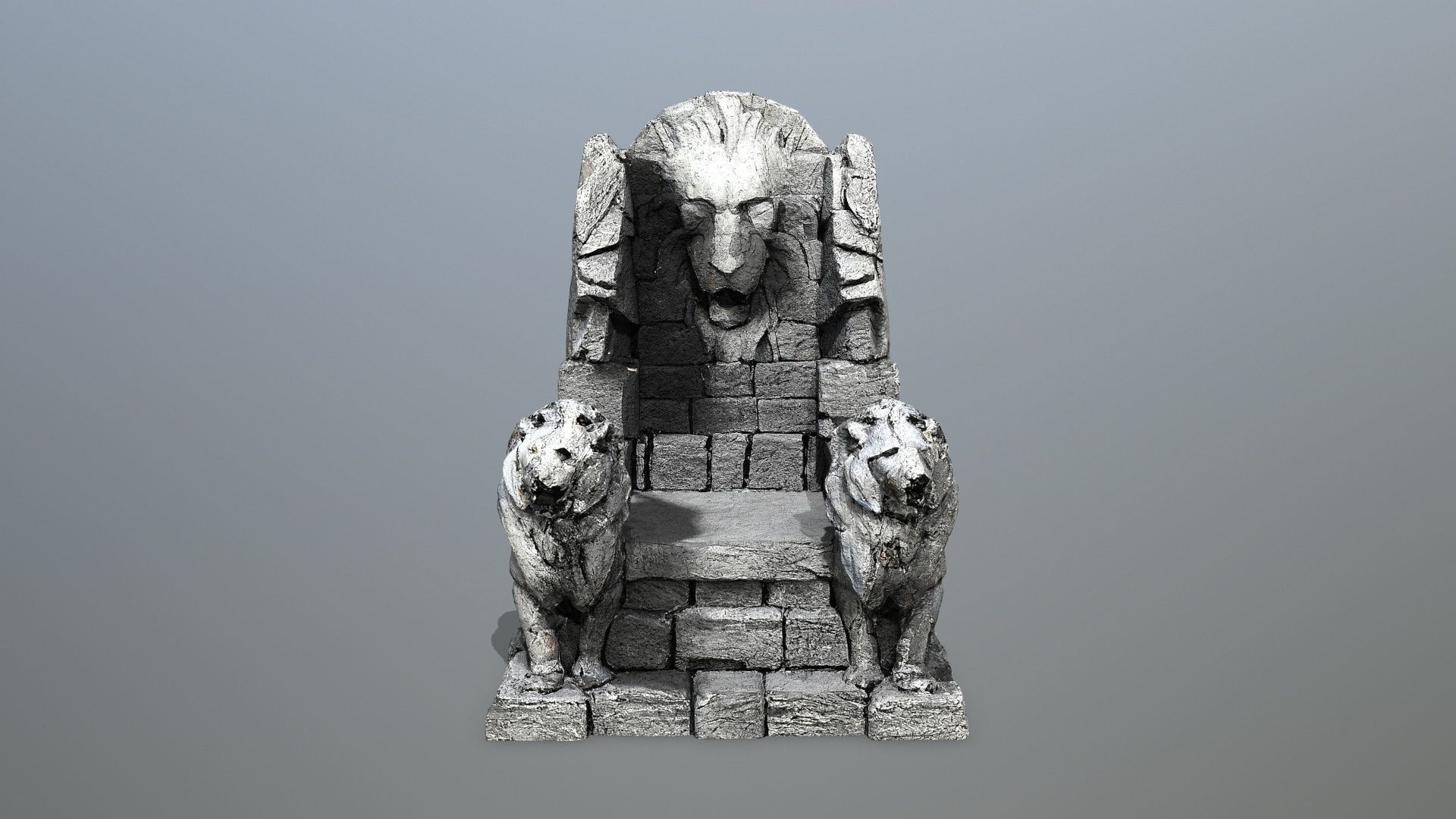 Lion Stone Throne Low-poly 3D model_3