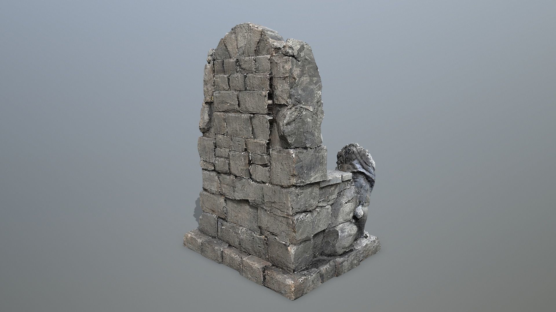 Lion Stone Throne Low-poly 3D model_8