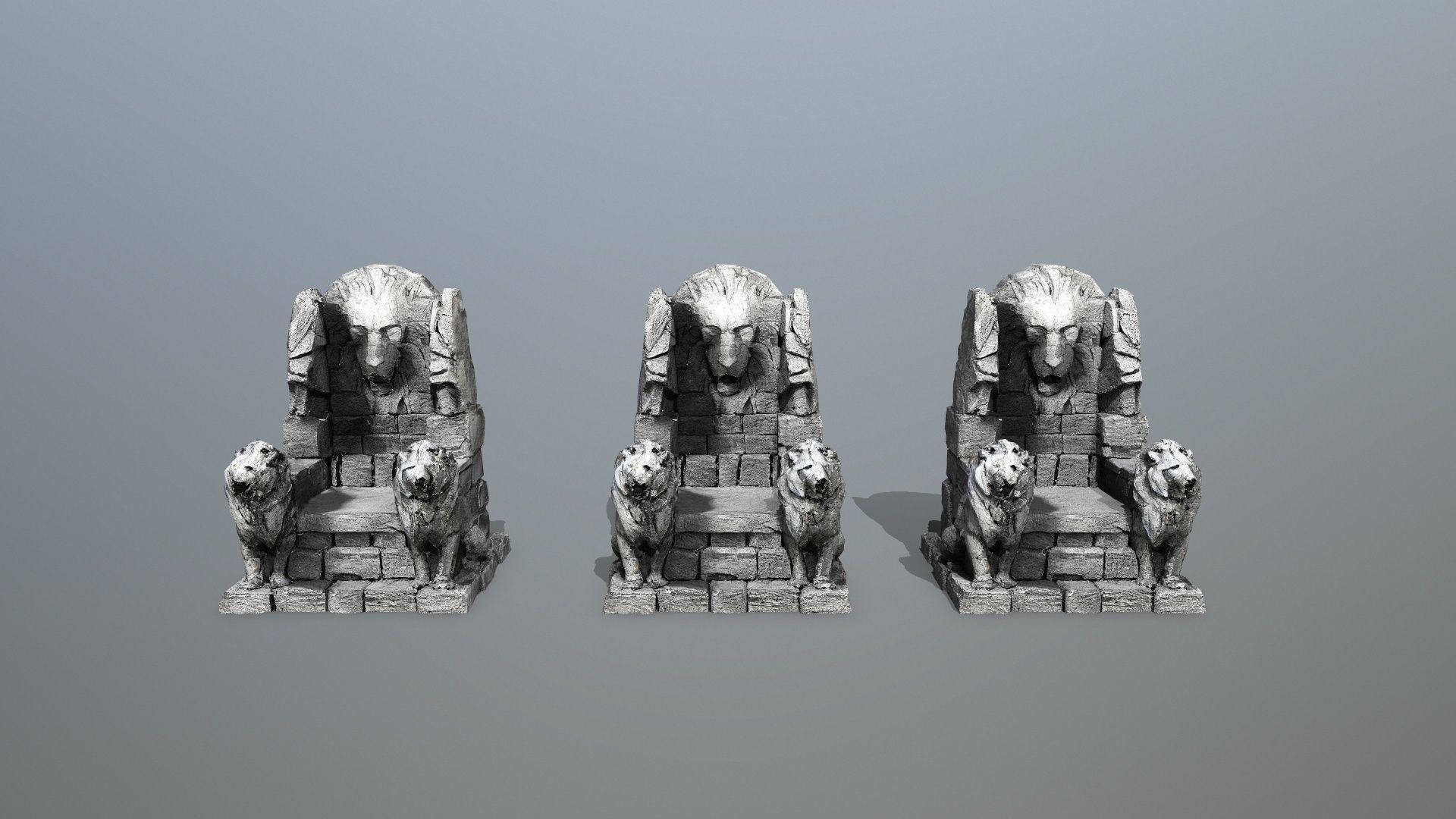 Lion Stone Throne Low-poly 3D model_12