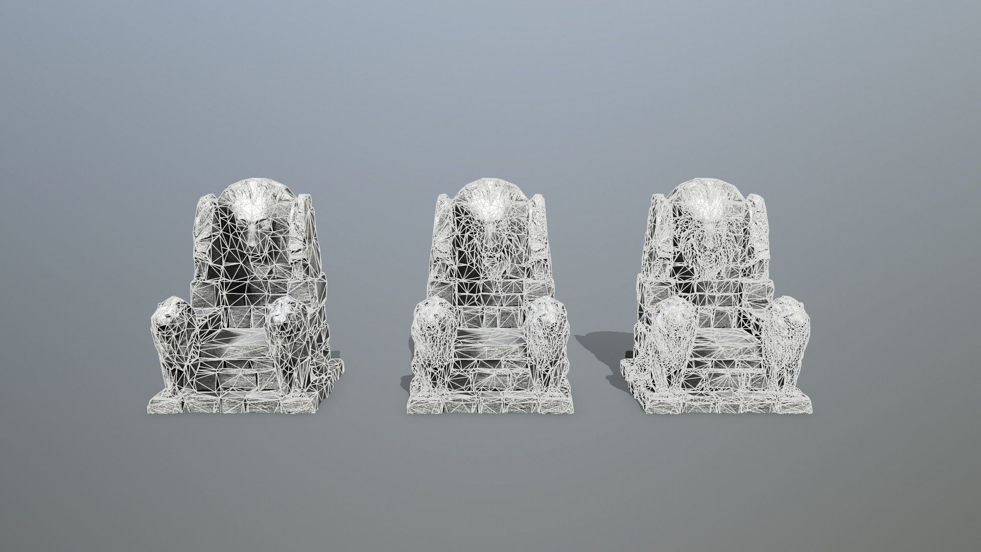 Lion Stone Throne Low-poly 3D model_13