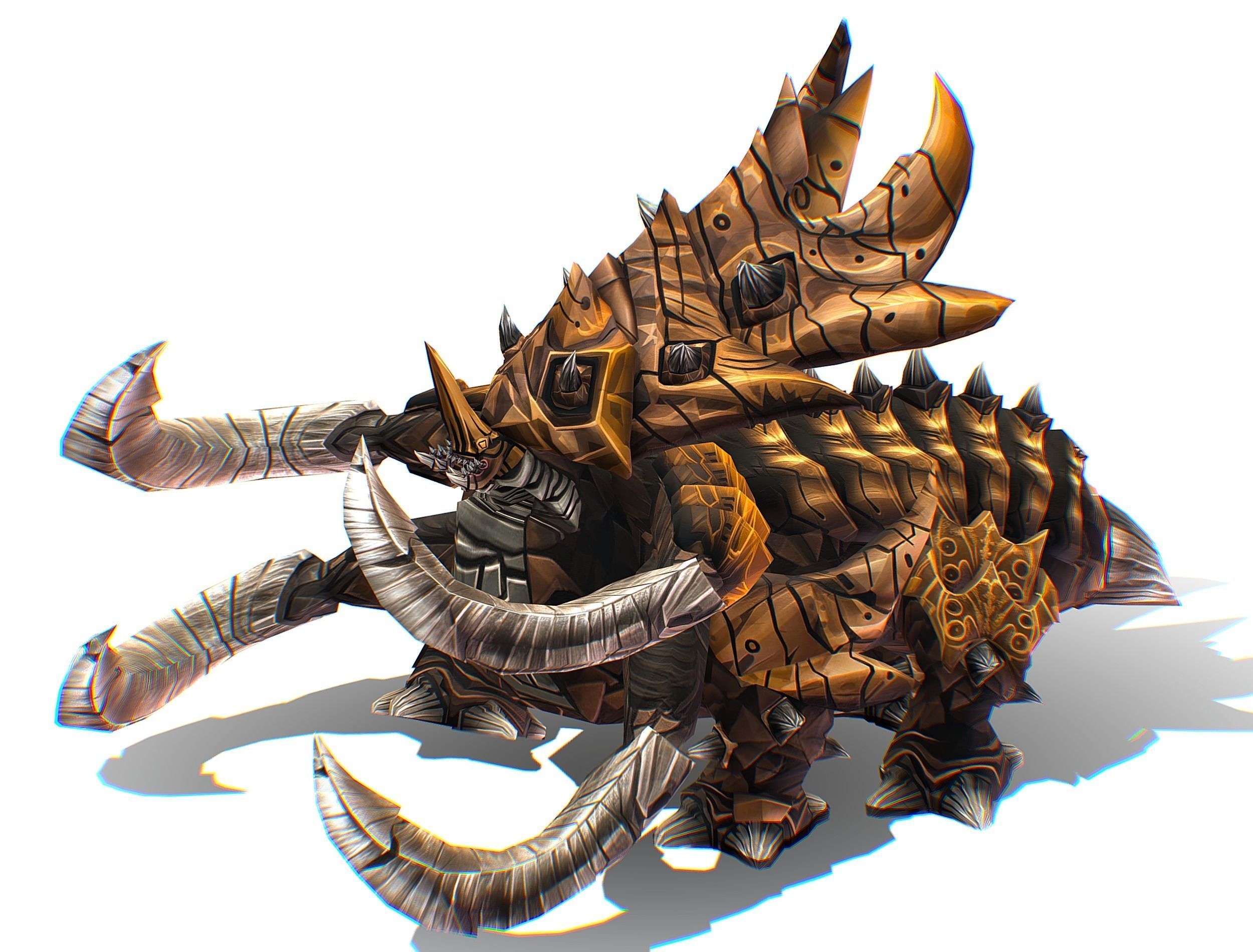 Monster Creature Dino Ceratopsian Triceratops Low-poly 3D model_4