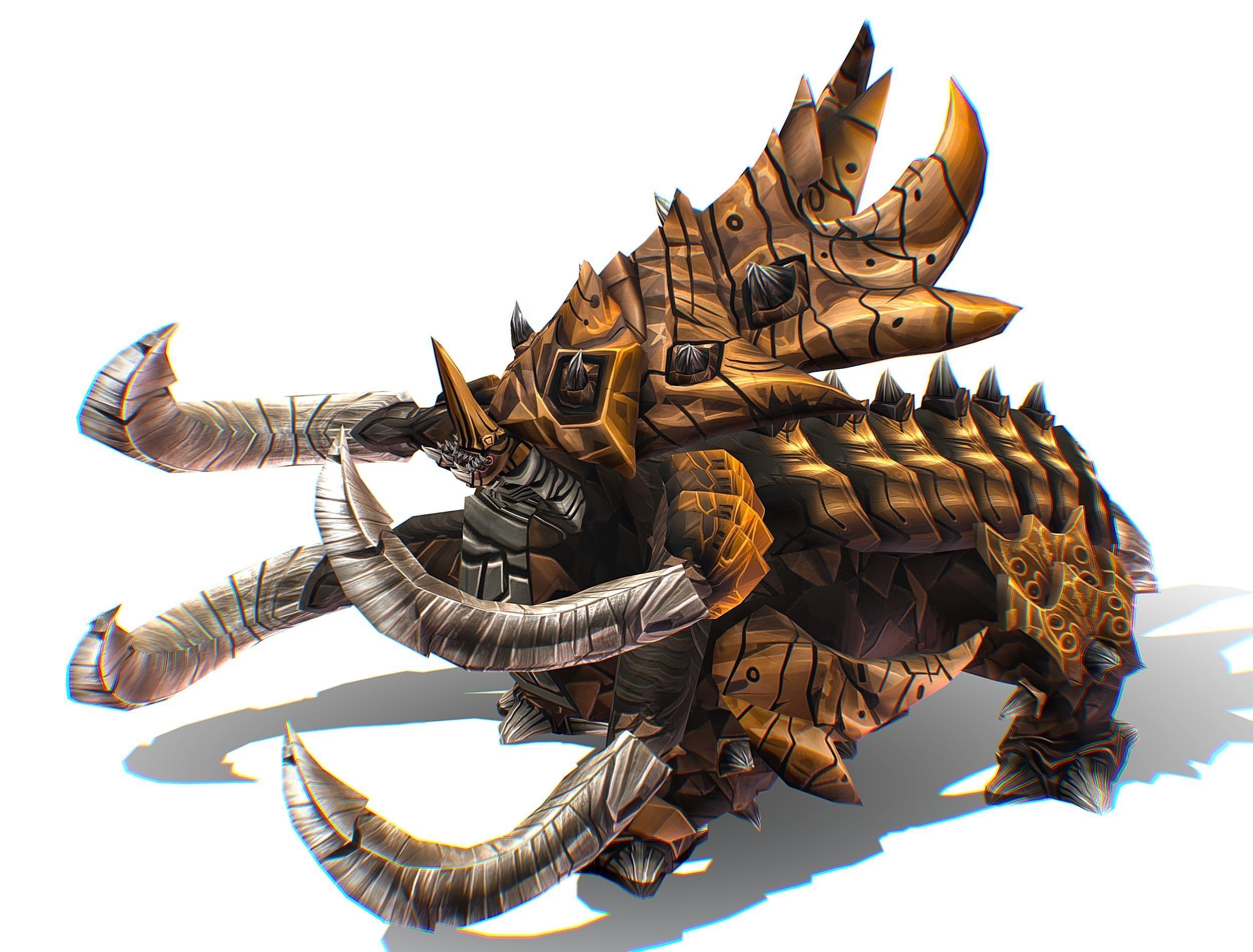 Monster Creature Dino Ceratopsian Triceratops Low-poly 3D model_1