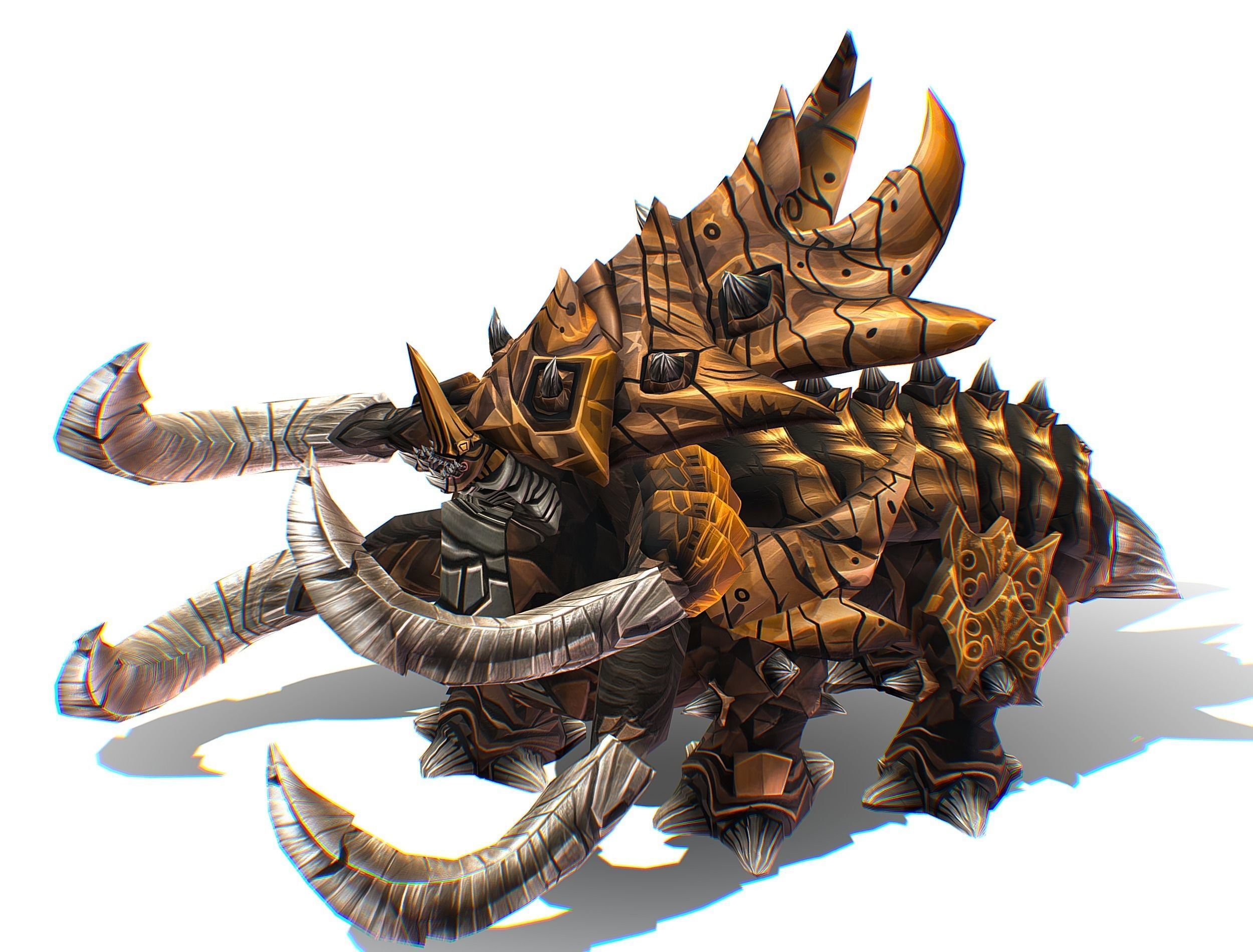 Monster Creature Dino Ceratopsian Triceratops Low-poly 3D model_6