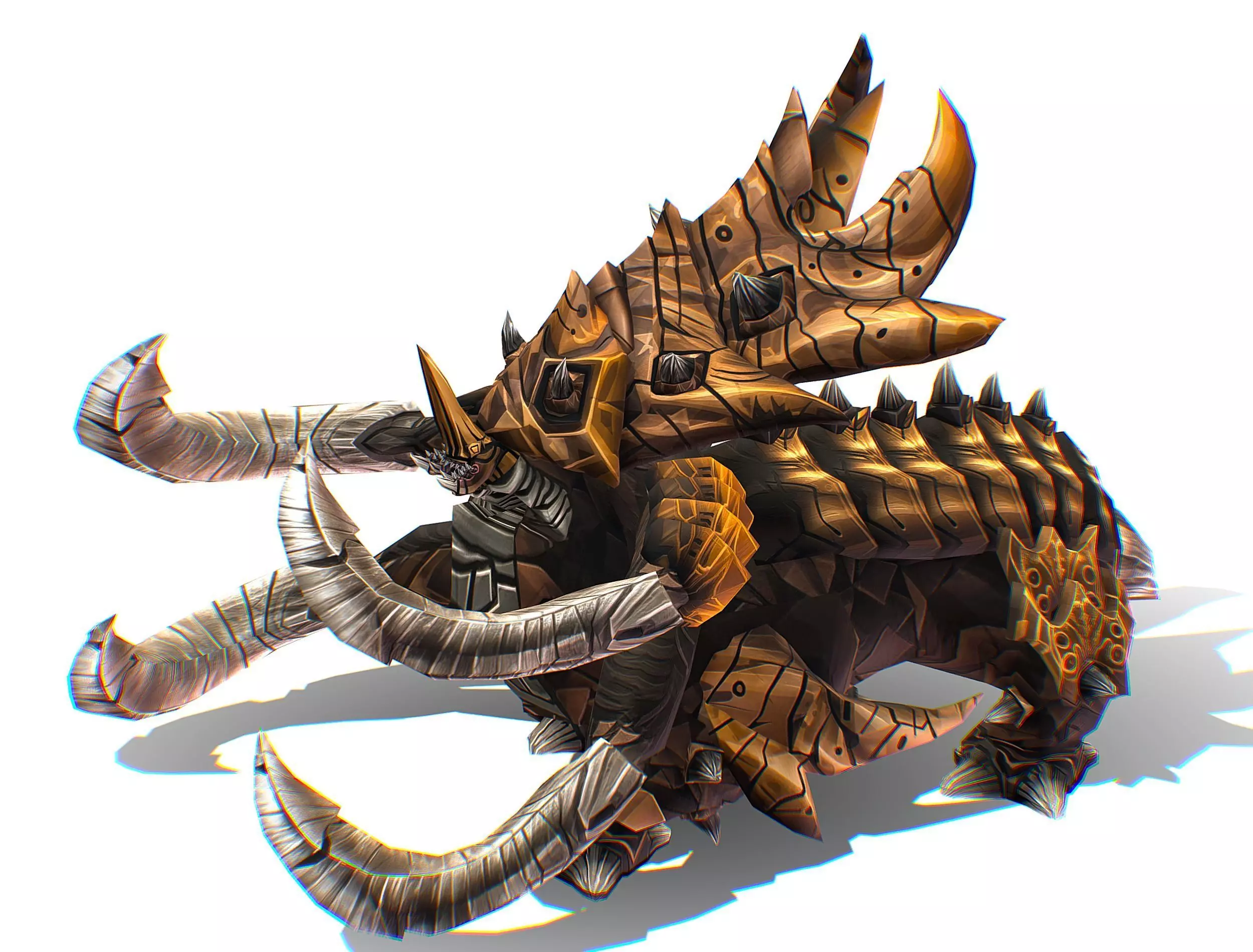 Monster Creature Dino Ceratopsian Triceratops Low-poly 3D model_0