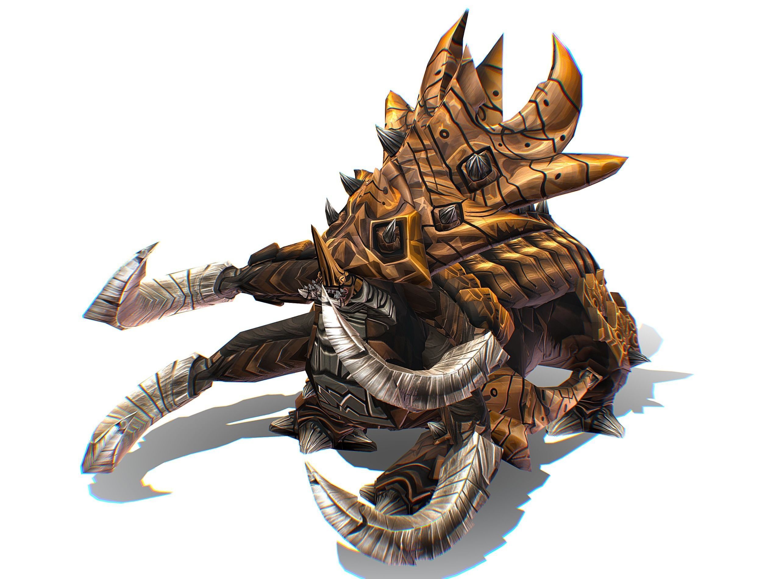 Monster Creature Dino Ceratopsian Triceratops Low-poly 3D model_11