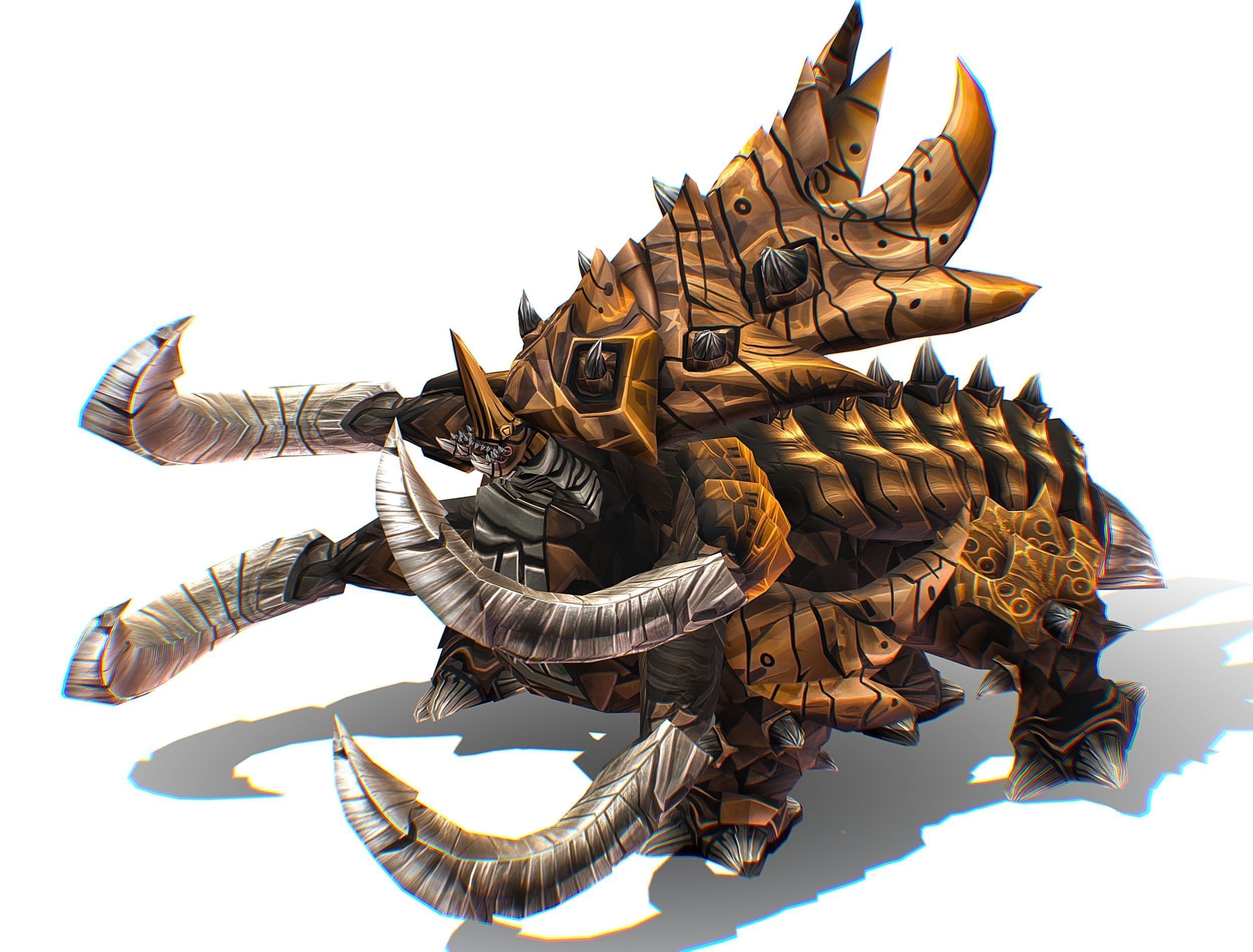 Monster Creature Dino Ceratopsian Triceratops Low-poly 3D model_3