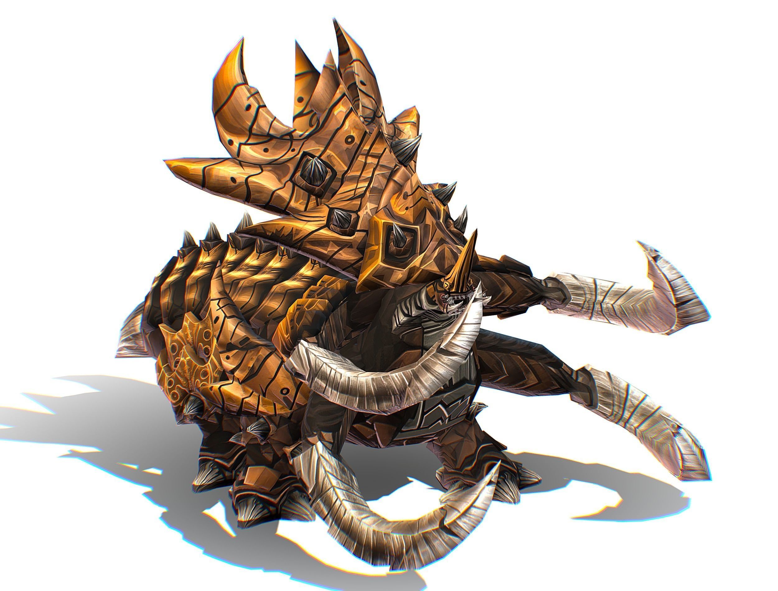 Monster Creature Dino Ceratopsian Triceratops Low-poly 3D model_16