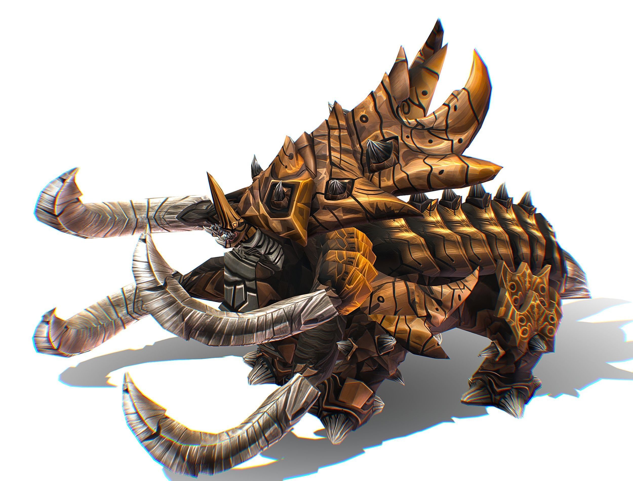 Monster Creature Dino Ceratopsian Triceratops Low-poly 3D model_8