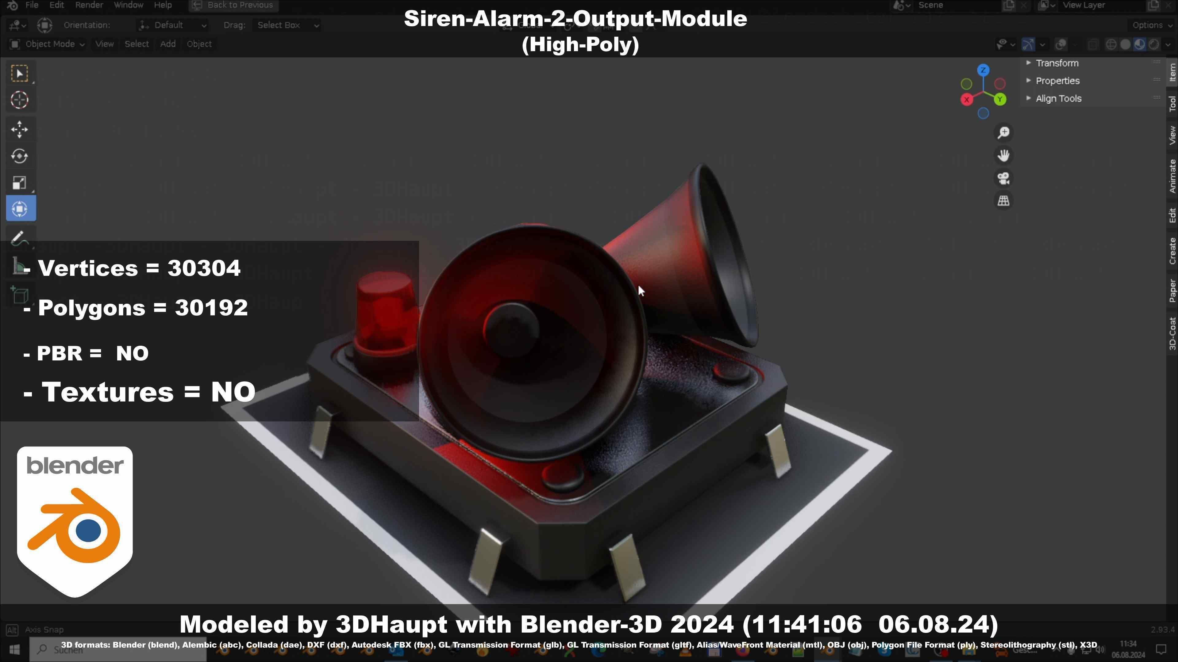 Siren-Alarm-2-Output-Module 3D model_36