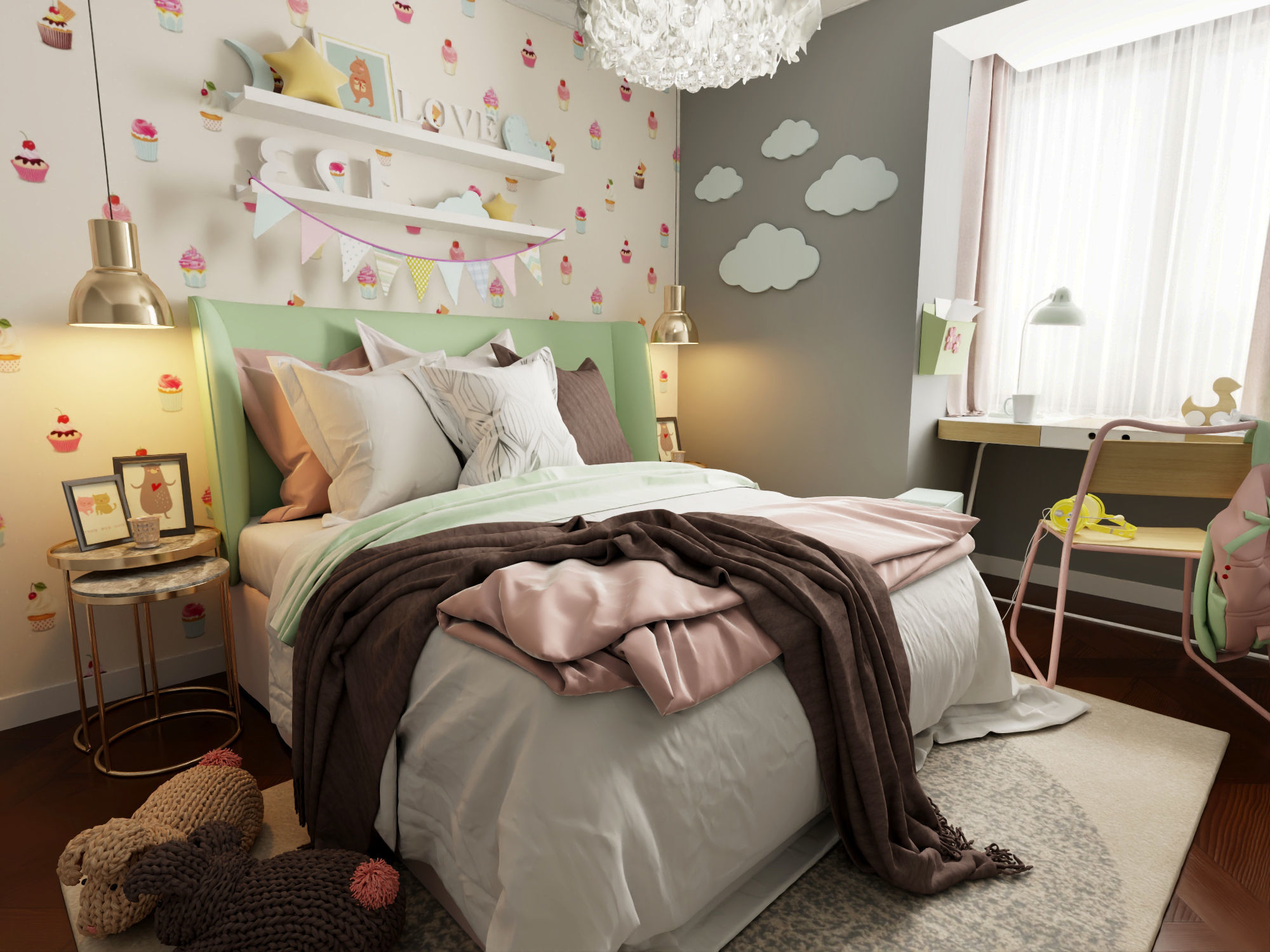 Girl room 3D Model - daughters room Low-poly 3D model_1