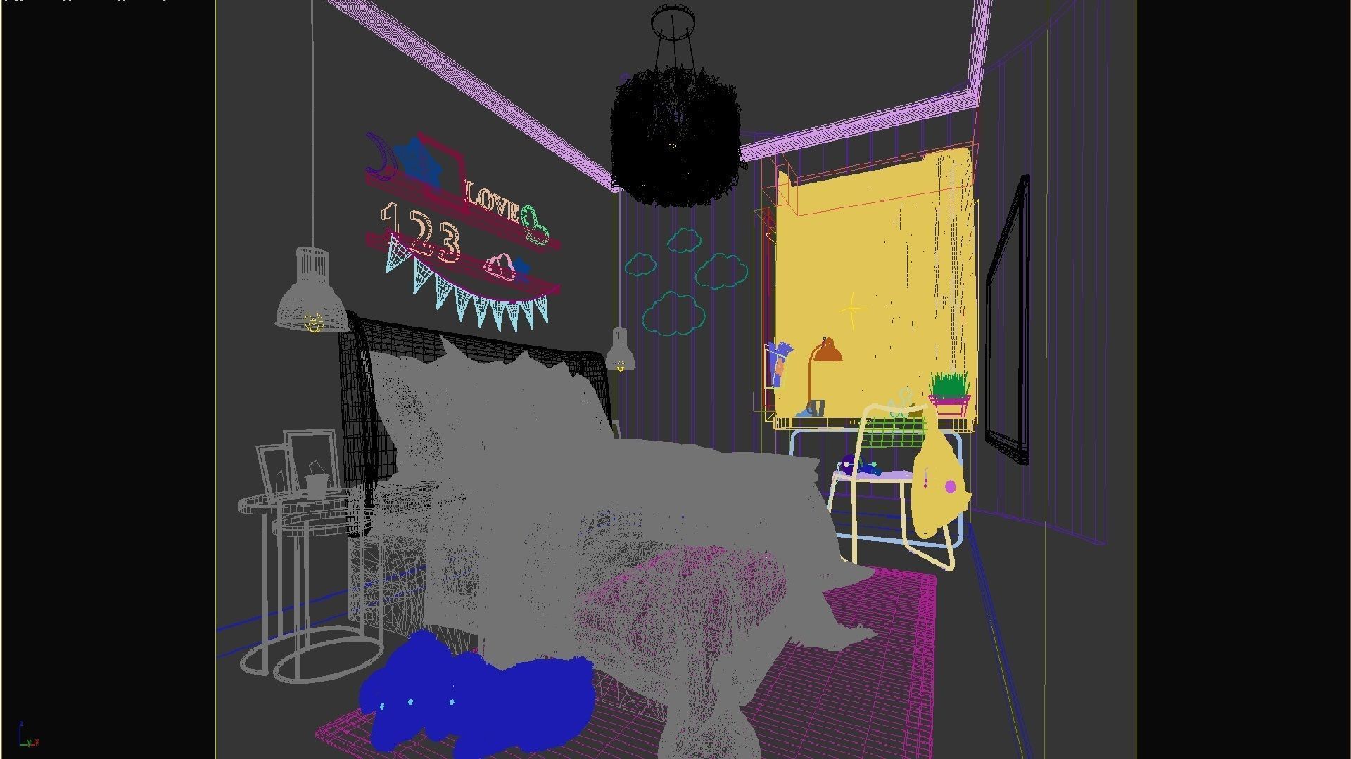 Girl room 3D Model - daughters room Low-poly 3D model_6