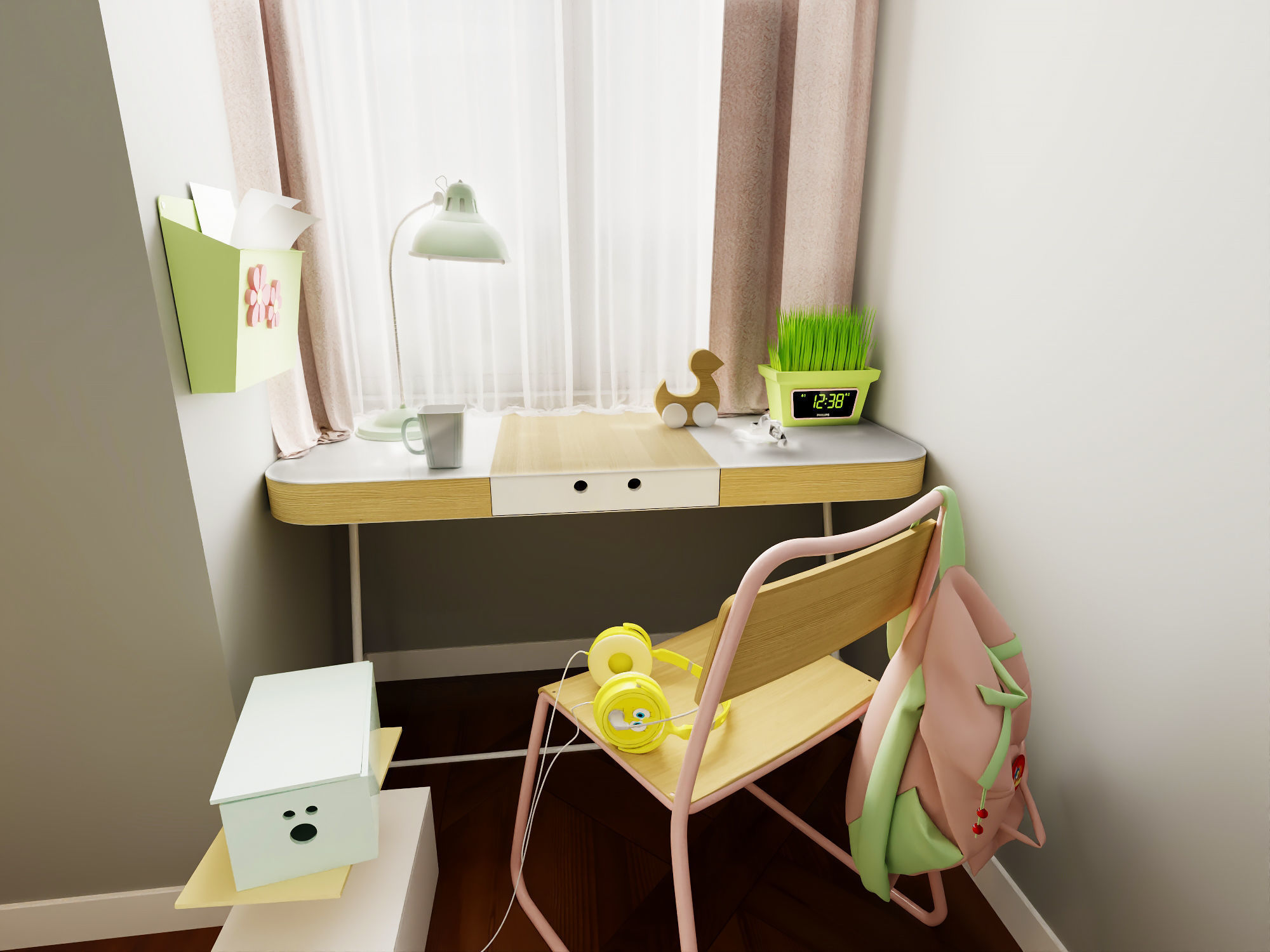 Girl room 3D Model - daughters room Low-poly 3D model_4