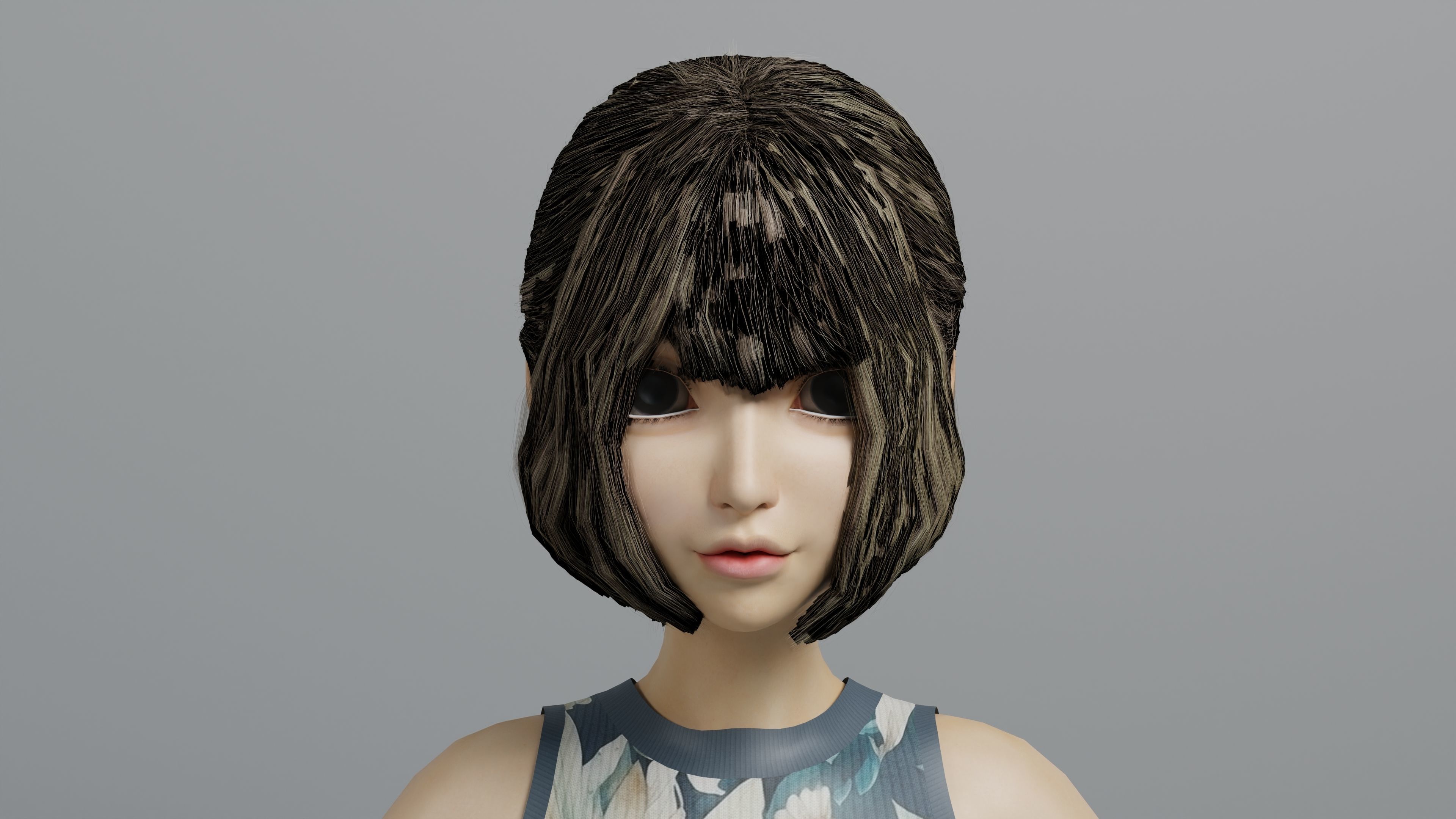 Cute Cartoon 3D Character Female Low-poly 3D model_5