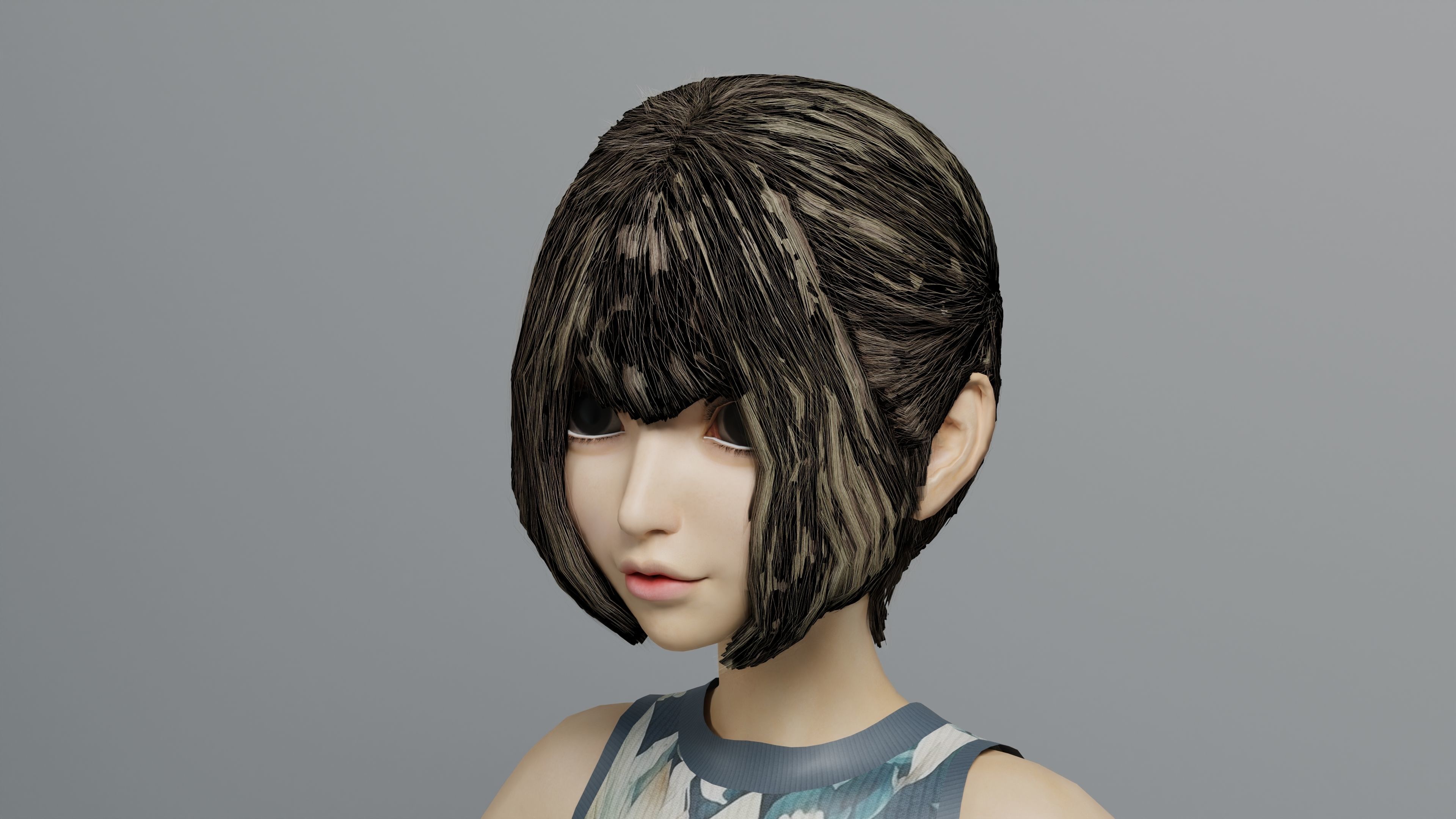 Cute Cartoon 3D Character Female Low-poly 3D model_4