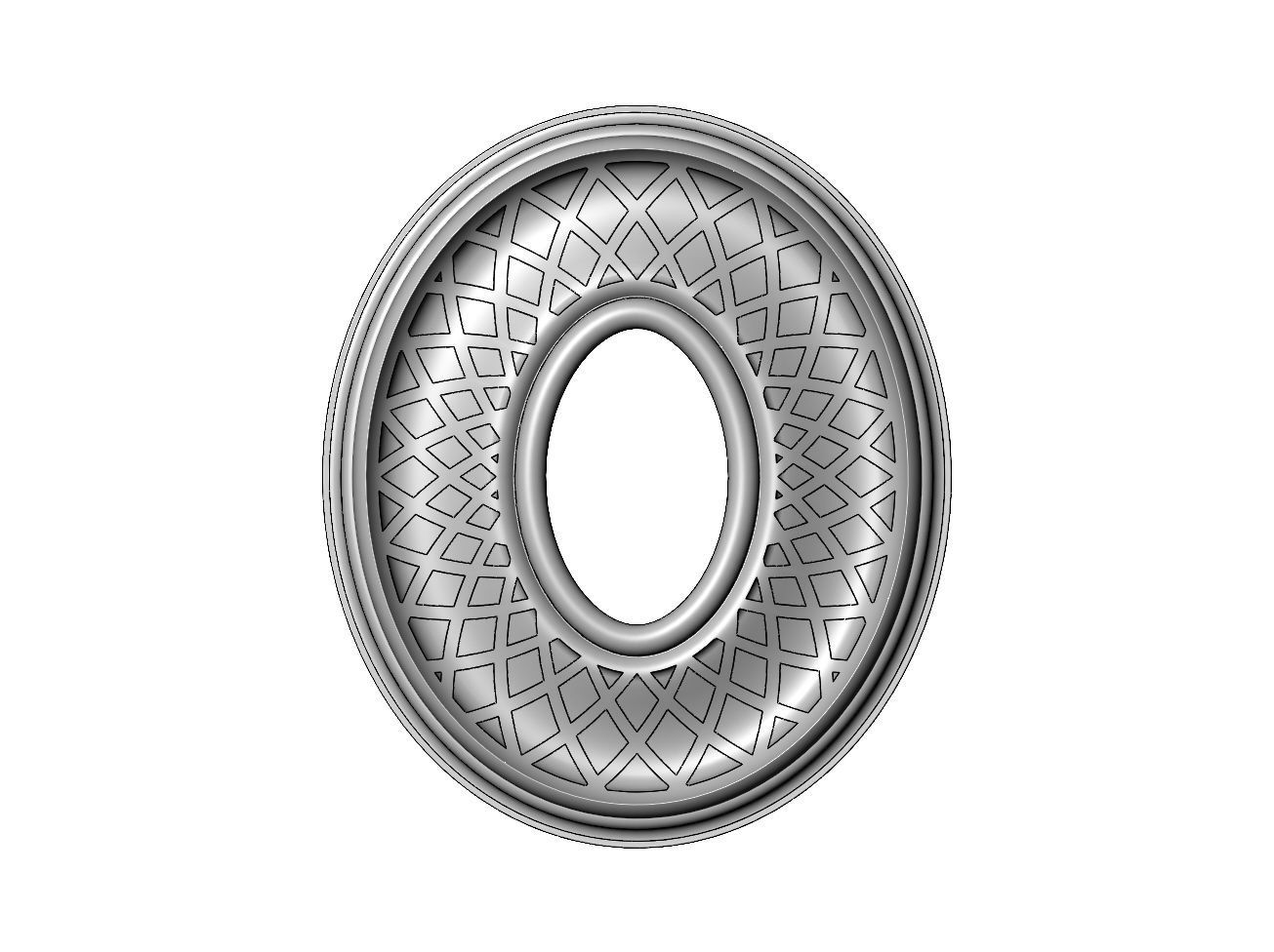 Spiral strips oval curved ceiling medallion rosette relief 3D print model_1