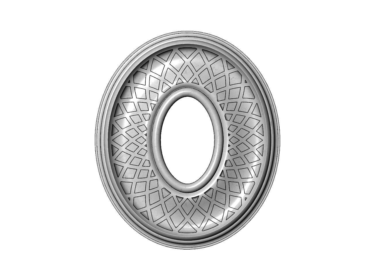 Spiral strips oval curved ceiling medallion rosette relief 3D print model_8