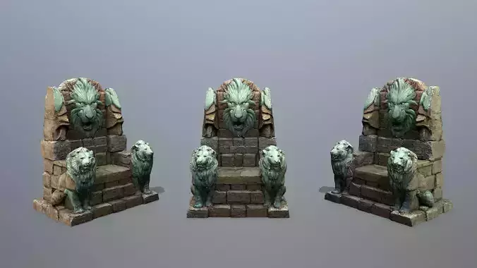  Lion Stone Throne