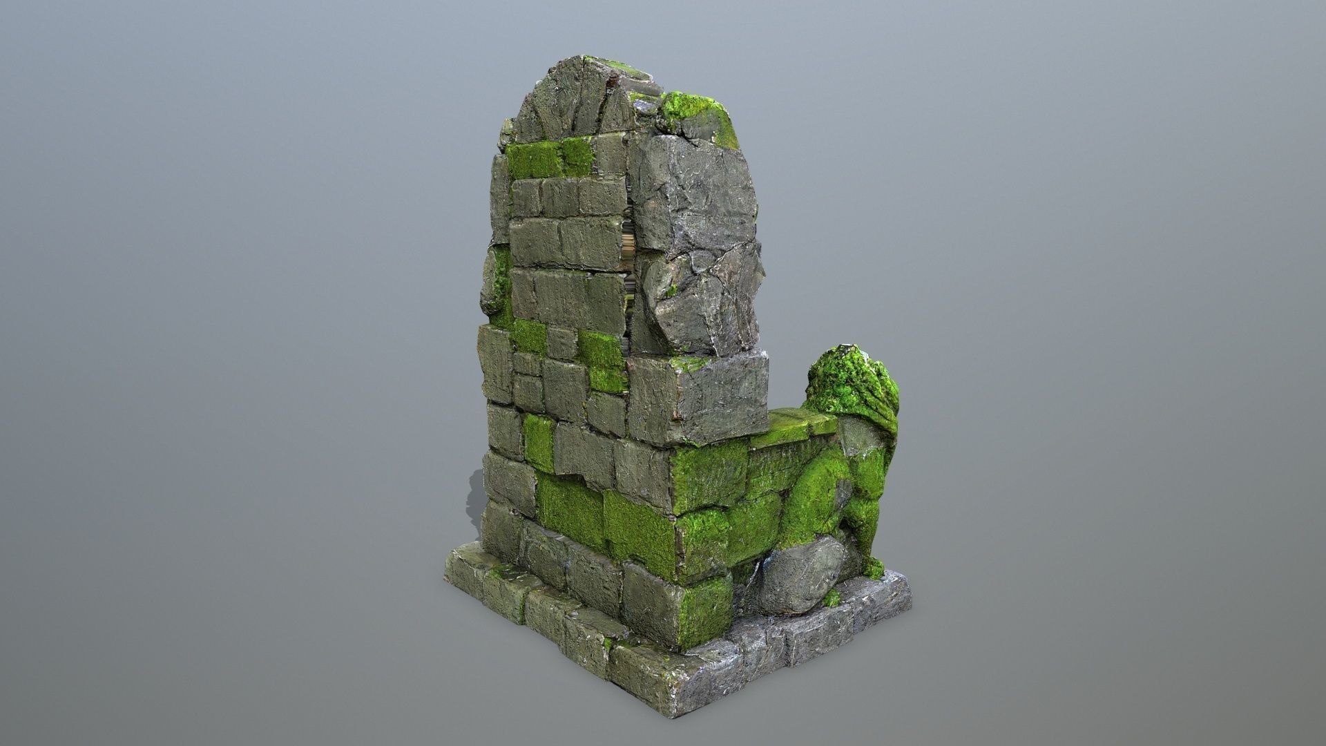 Lion Stone Throne Low-poly 3D model_8