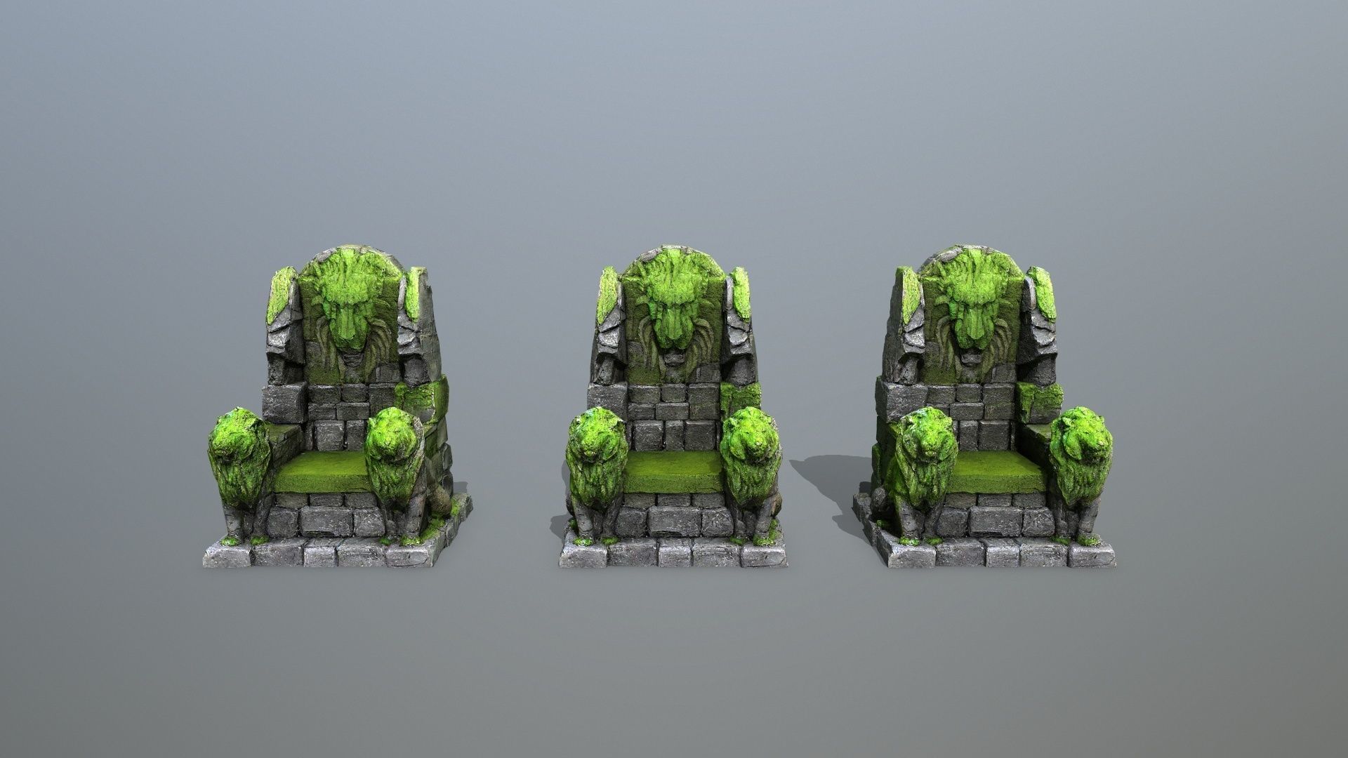 Lion Stone Throne Low-poly 3D model_12