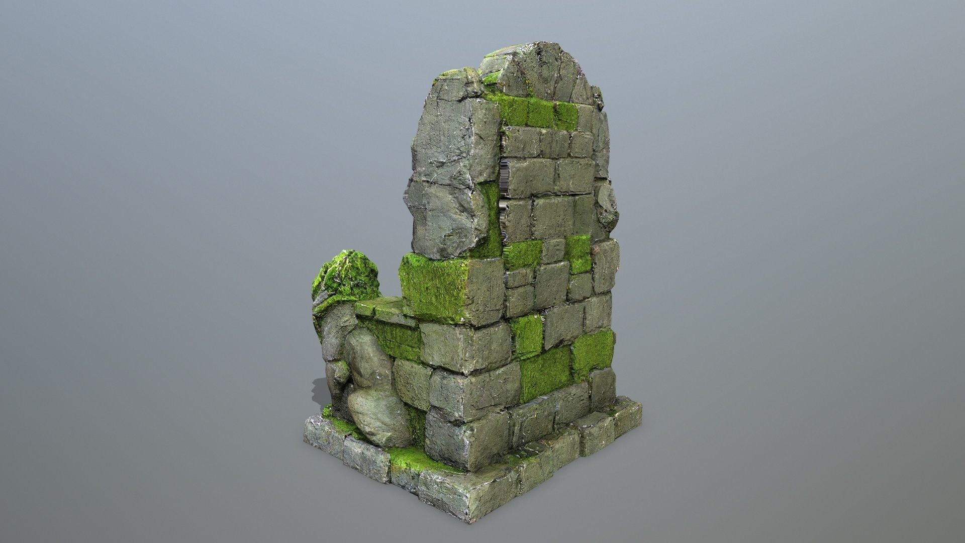 Lion Stone Throne Low-poly 3D model_6