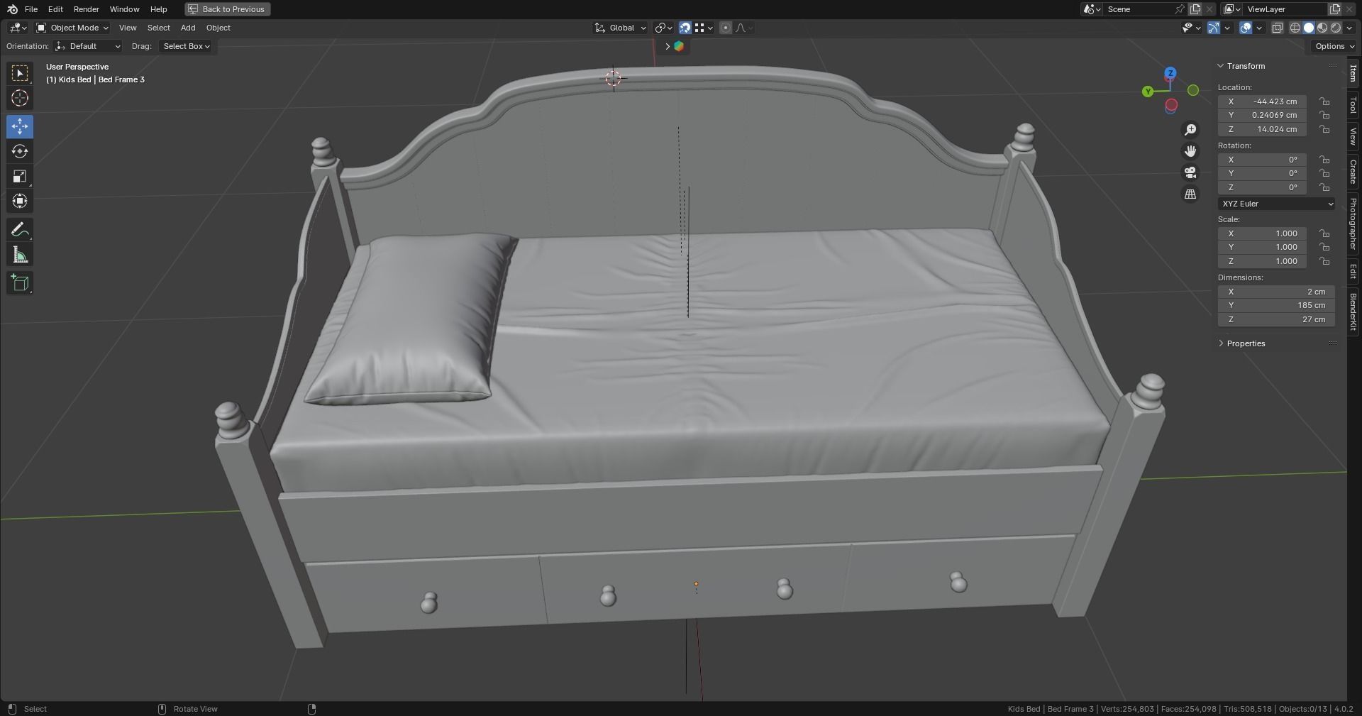 Kids Bed 3D model_9