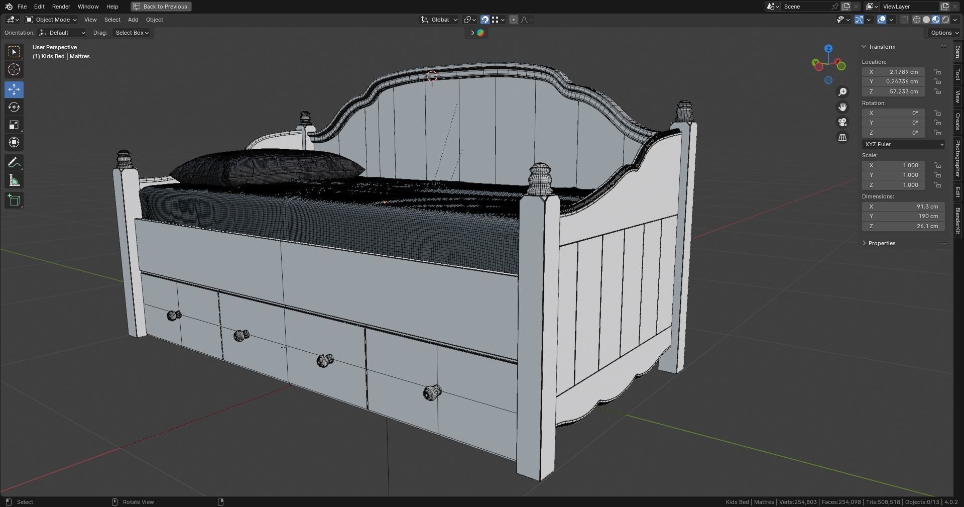 Kids Bed 3D model_5