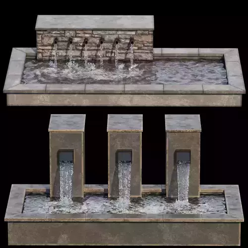 Modern Waterfall Fountain Cascade Landscape 01