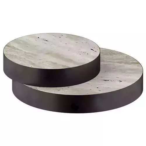 Round Travertine Layered Coffee Table By OROA Avalon
