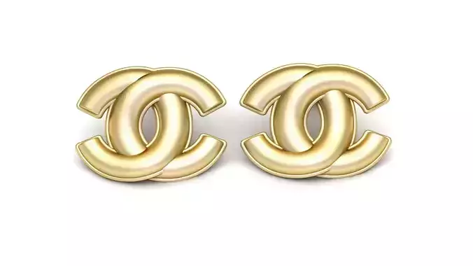 Stylish Dauble C Logo Earrings 3d Printable Model