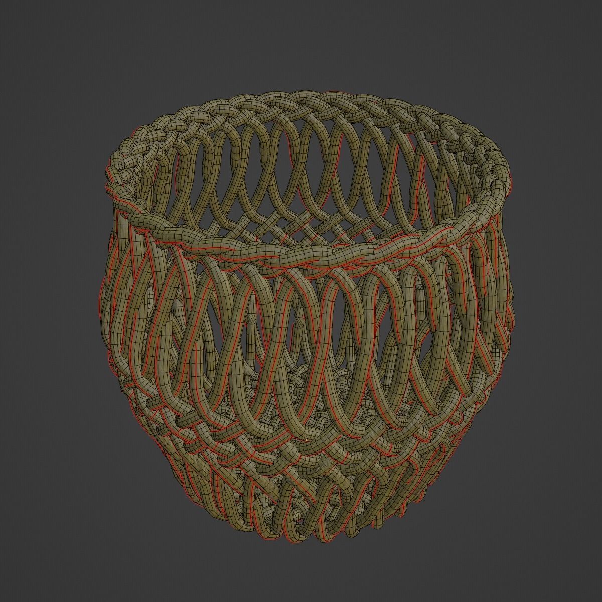 Wicker Basket 02 3D model_7