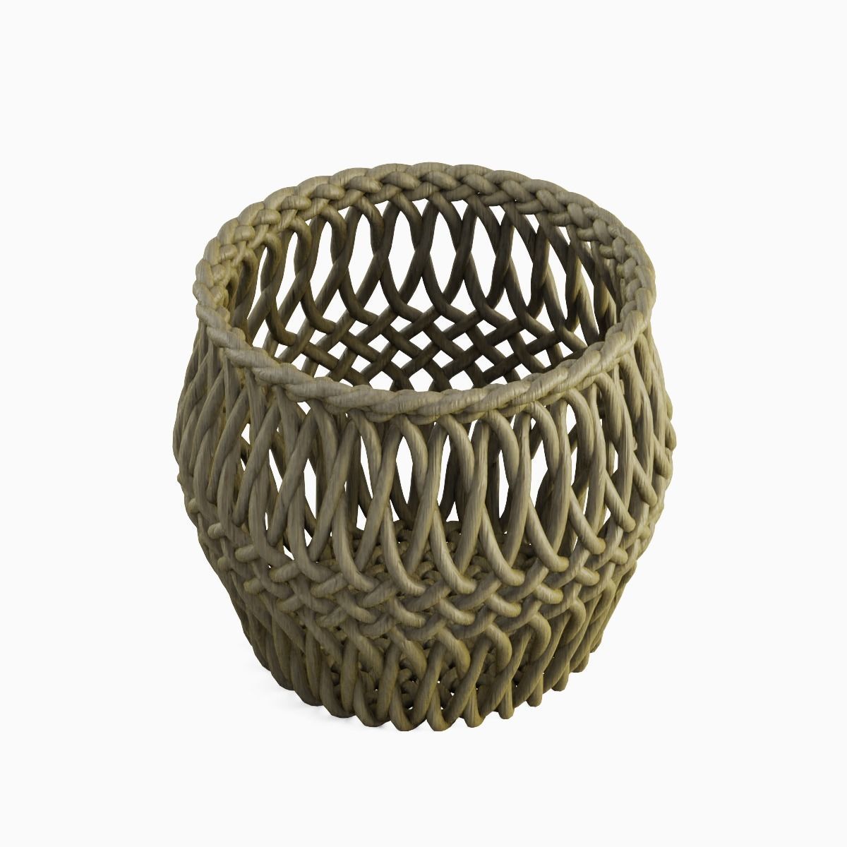 Wicker Basket 02 3D model_4