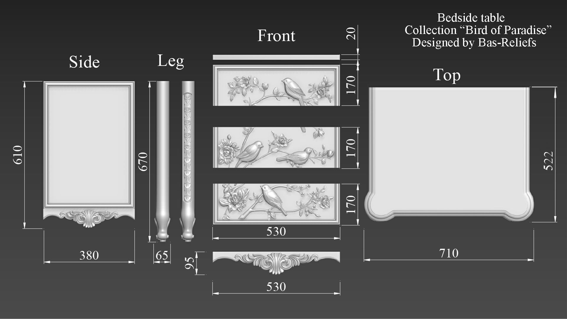Bedside table 3D model for CNC 3D model_4