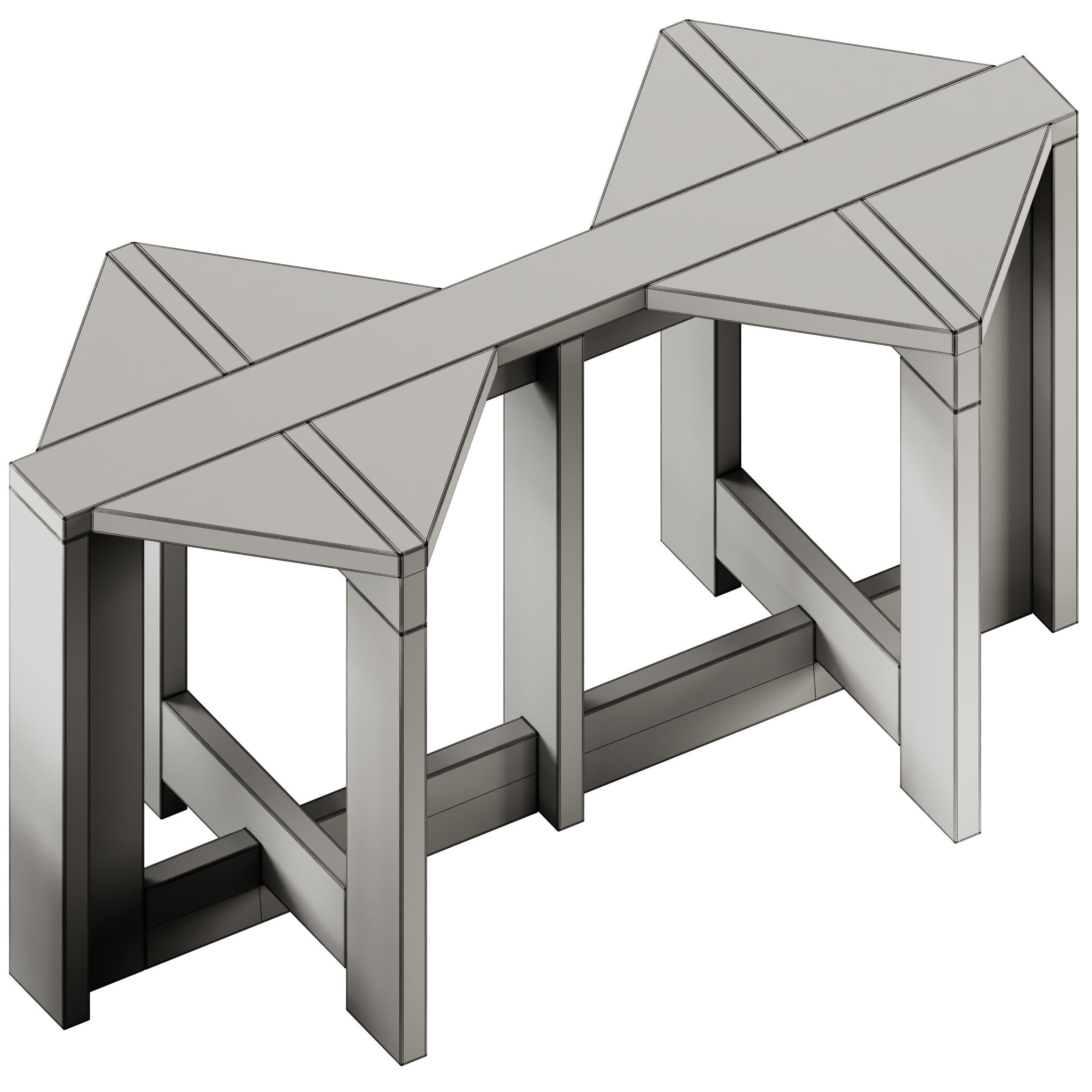 Monotropa Berber Wooden Bench 3D model_6