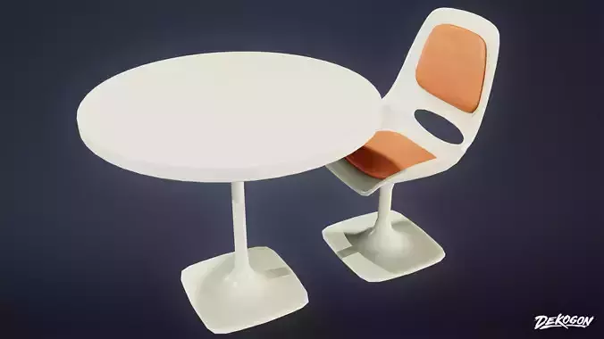 MIDCENTURY - Dining Set 01 - LOW POLY
