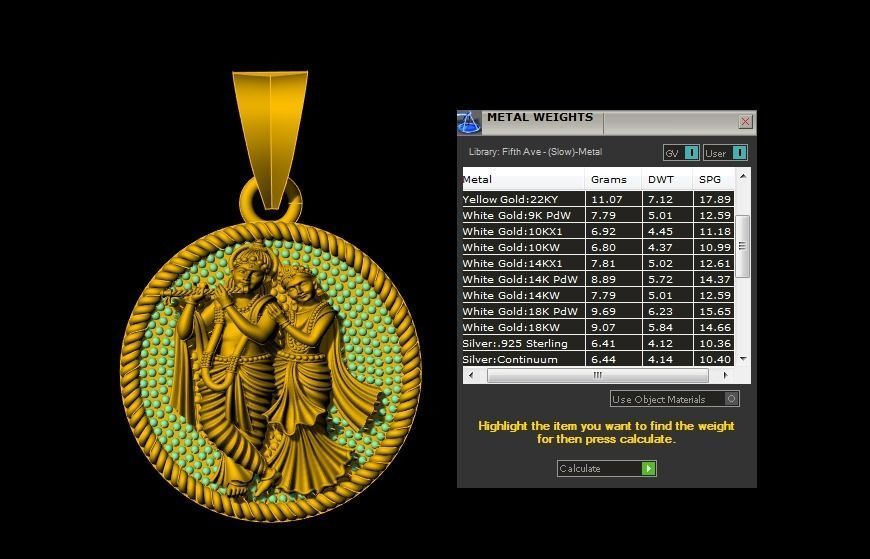 Radha Krishna Pendant-005 3D print model_3