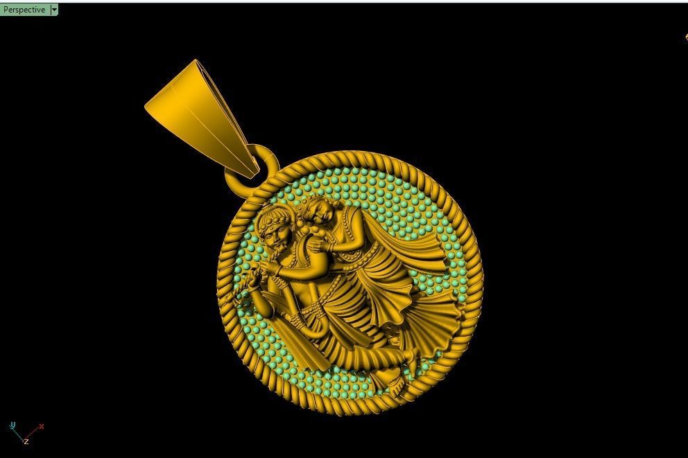 Radha Krishna Pendant-005 3D print model_5
