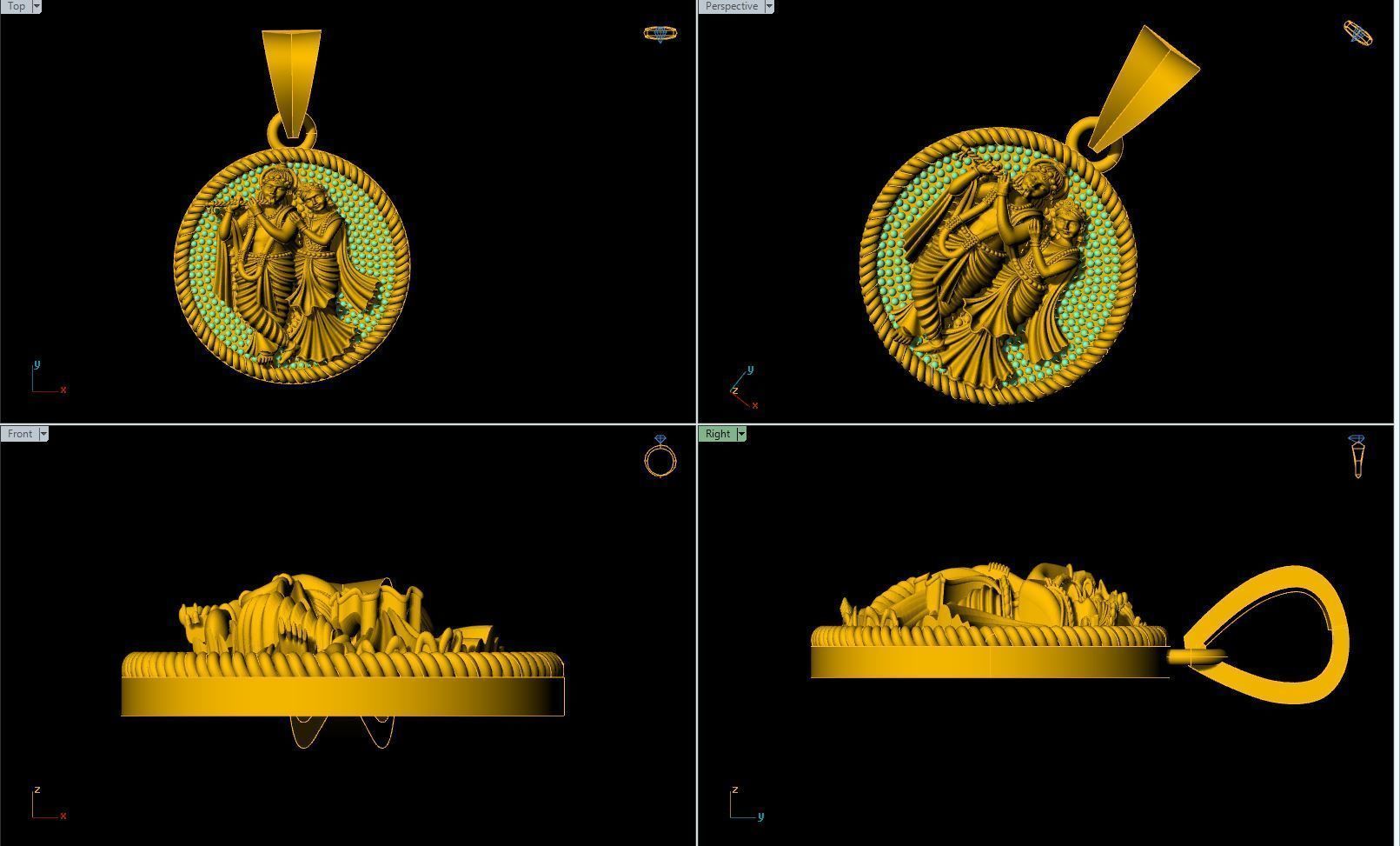 Radha Krishna Pendant-005 3D print model_2