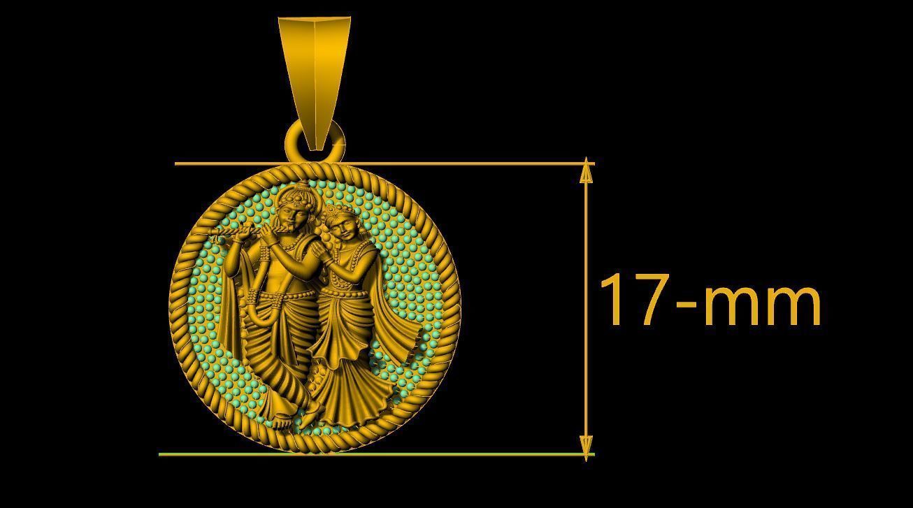 Radha Krishna Pendant-005 3D print model_1
