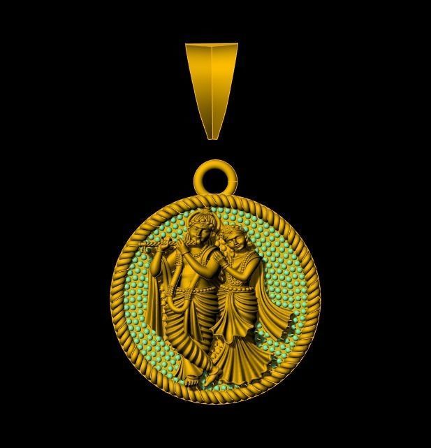 Radha Krishna Pendant-005 3D print model_7