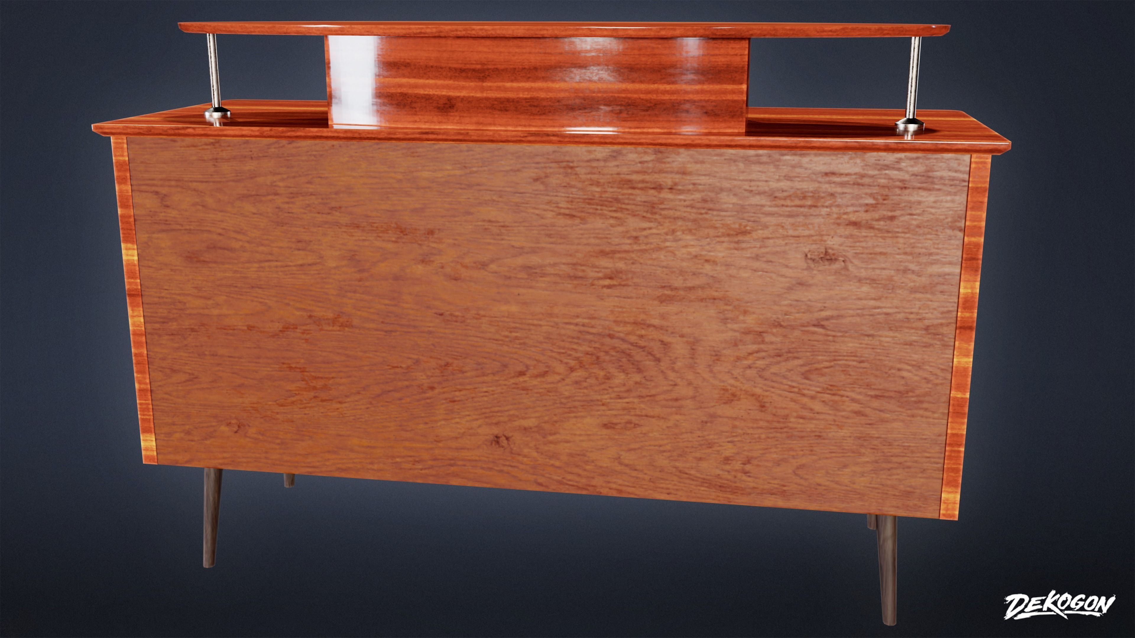 MIDCENTURY - Dresser 03 - LOW POLY Low-poly 3D model_3