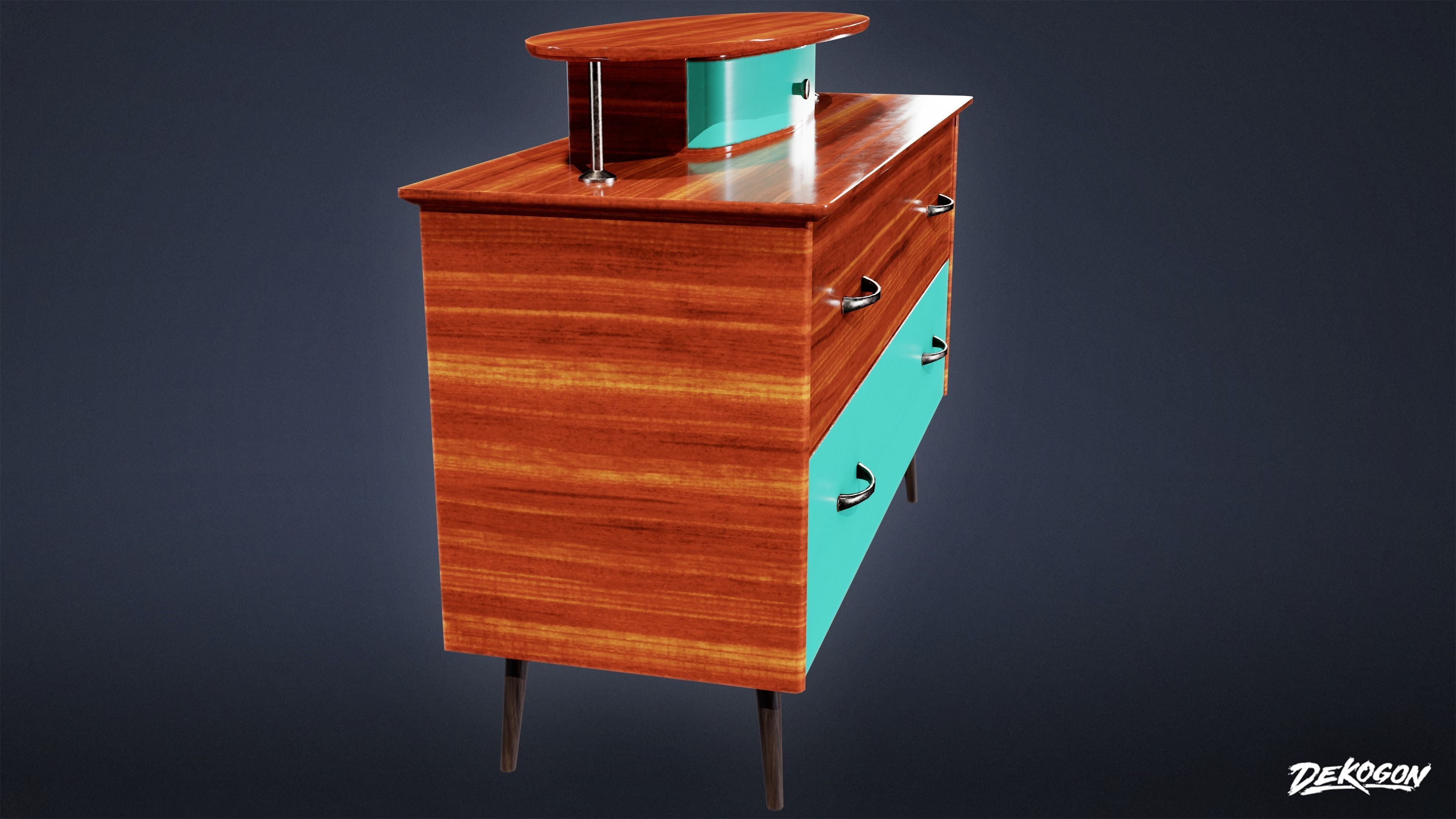 MIDCENTURY - Dresser 03 - LOW POLY Low-poly 3D model_2