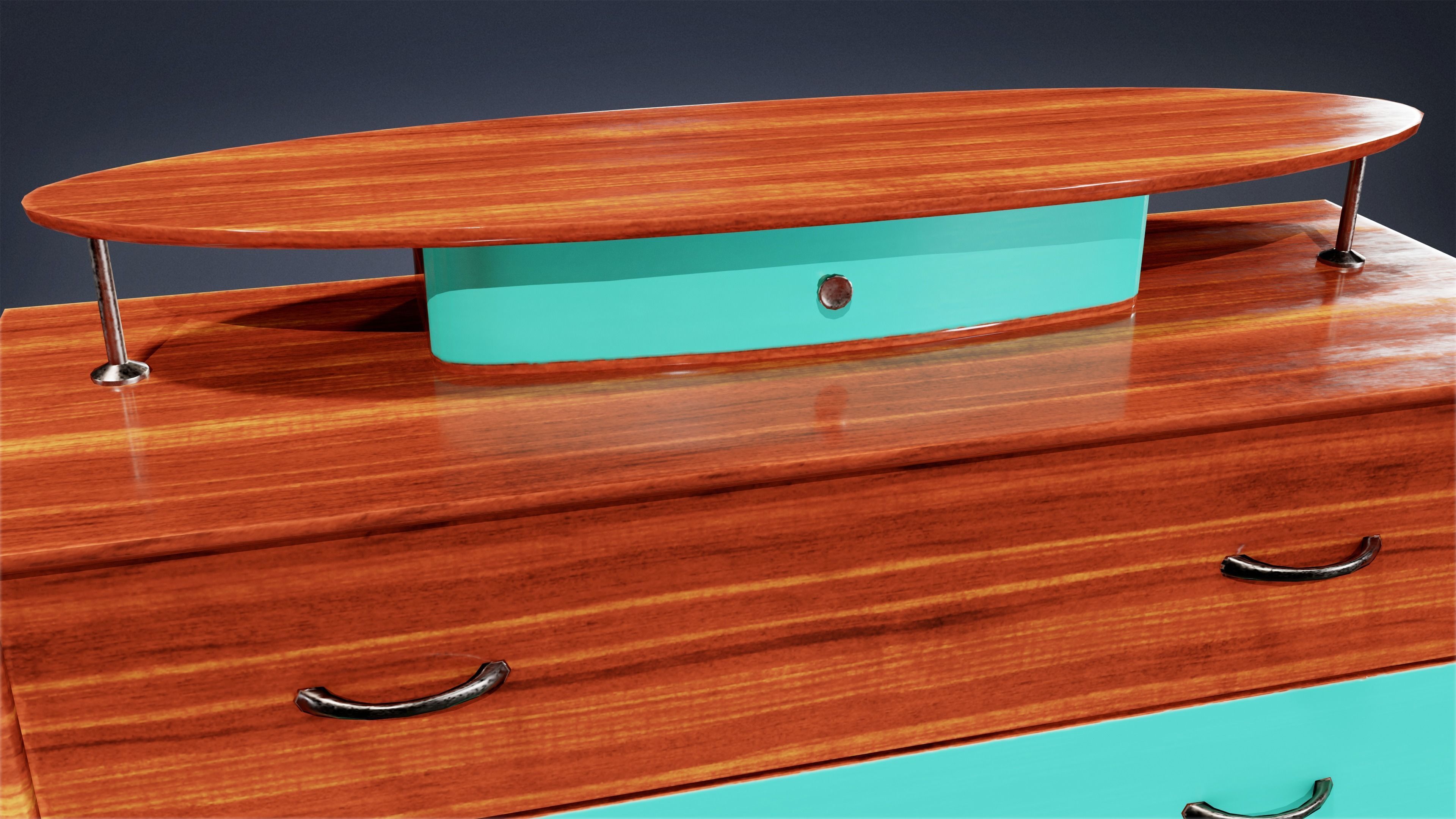 MIDCENTURY - Dresser 03 - LOW POLY Low-poly 3D model_6