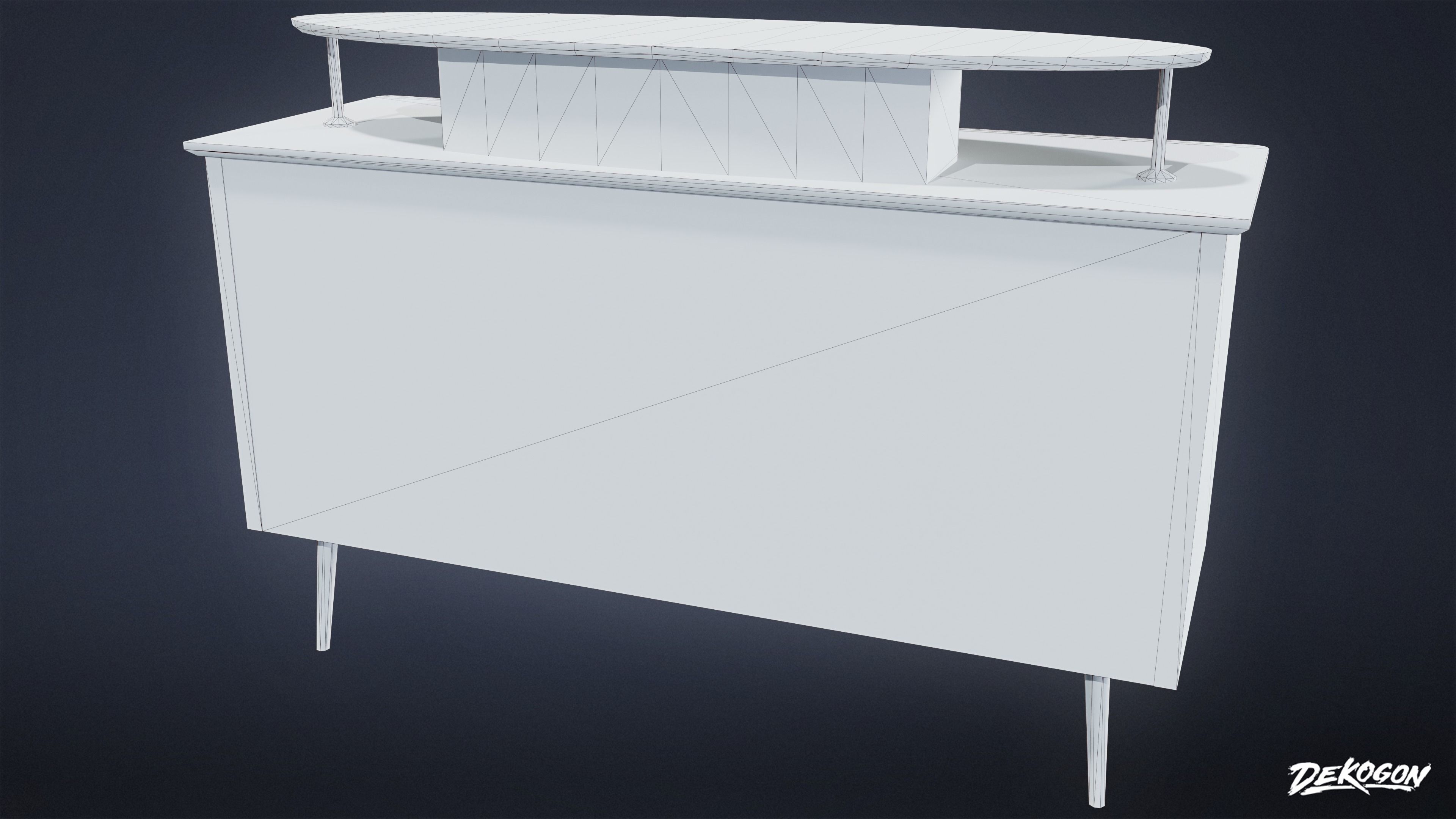 MIDCENTURY - Dresser 03 - LOW POLY Low-poly 3D model_8