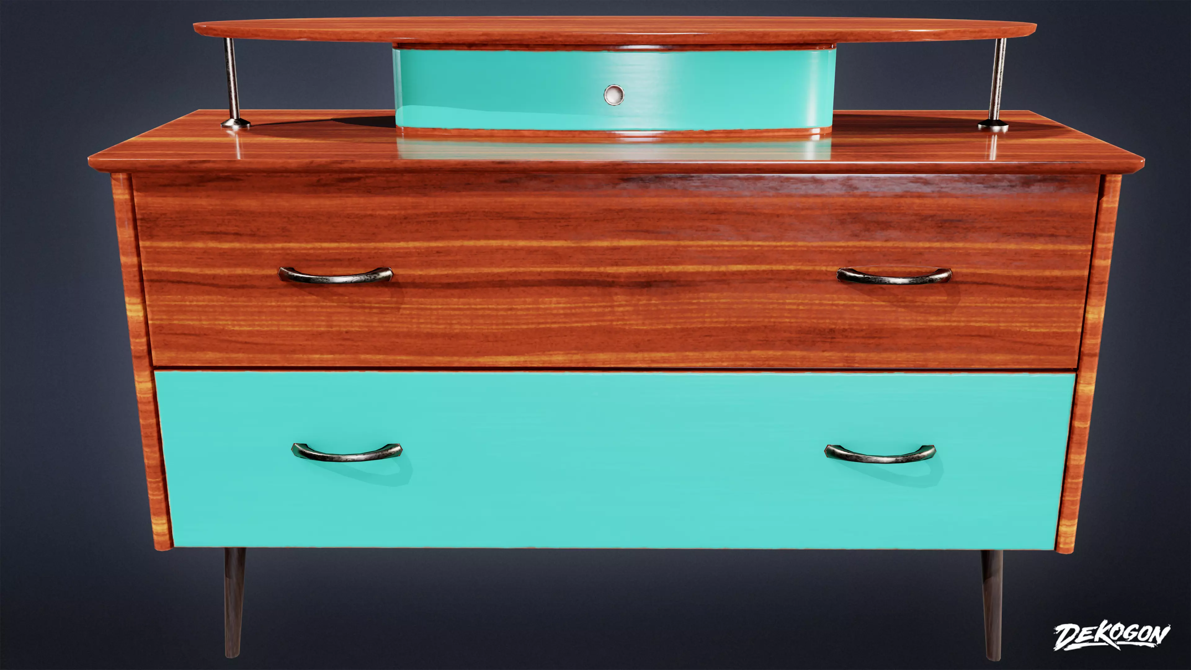 MIDCENTURY - Dresser 03 - LOW POLY Low-poly 3D model_0