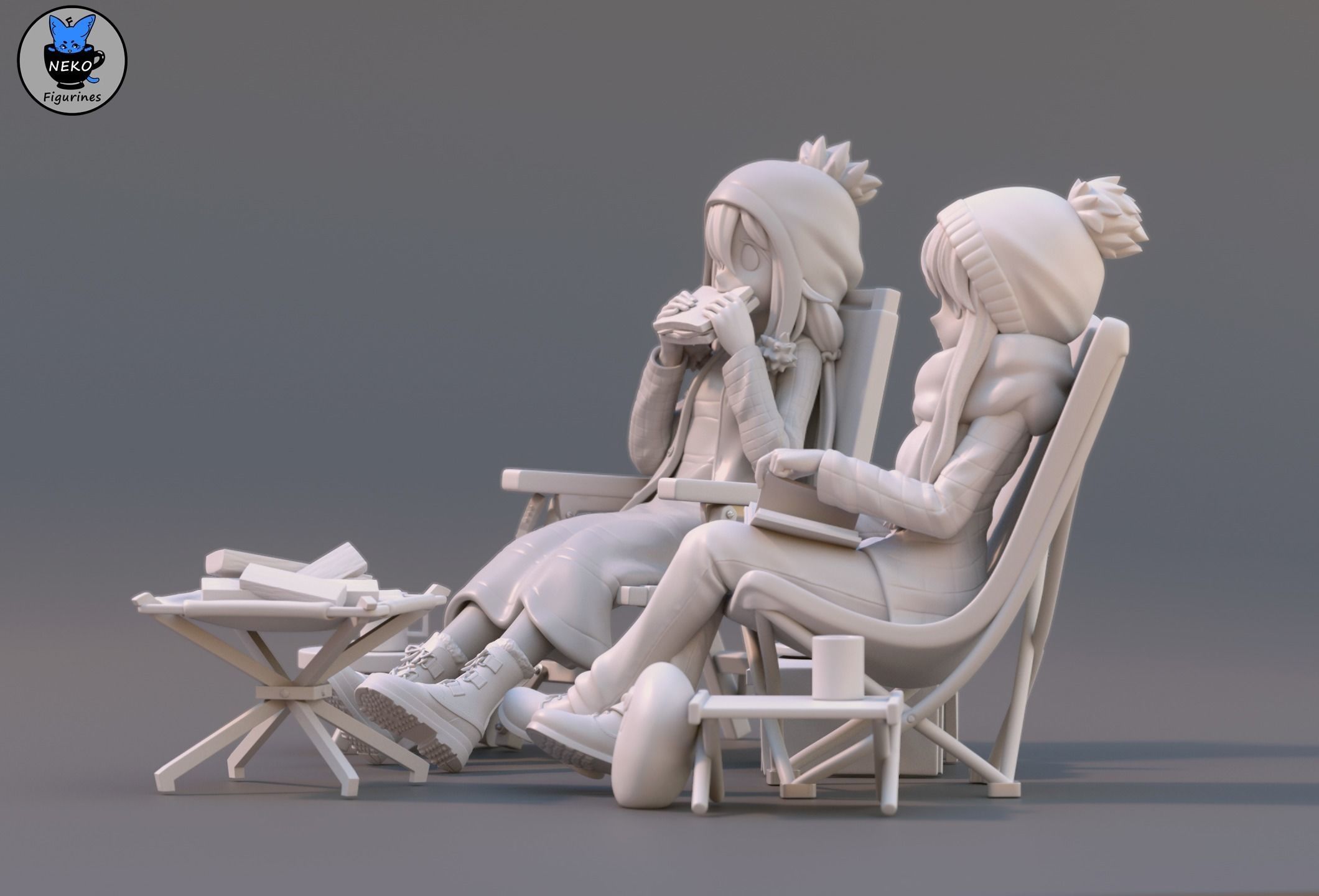 Rin and Nadeshiko - Laid Back Camp Anime Figure for 3D Printing 3D print model_16