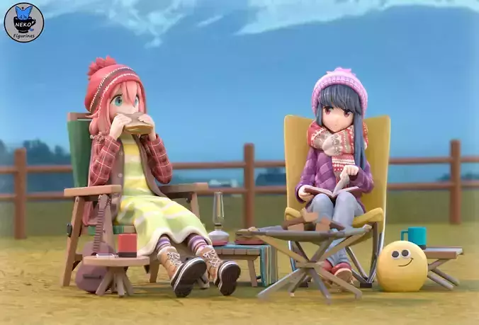 Rin and Nadeshiko - Laid Back Camp Anime Figure for 3D Printing 3D print model
