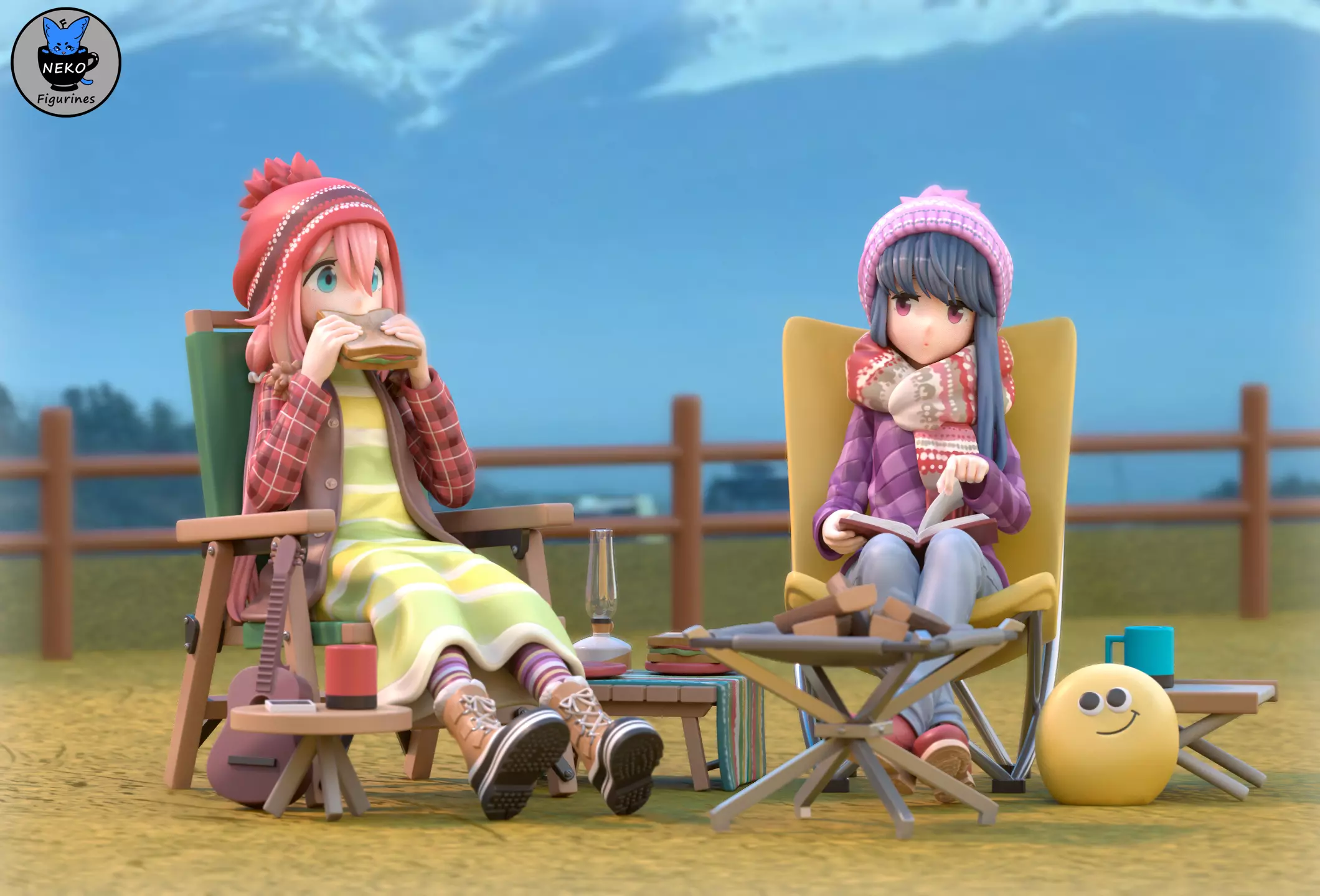 Rin and Nadeshiko - Laid Back Camp Anime Figure for 3D Printing 3D print model_0
