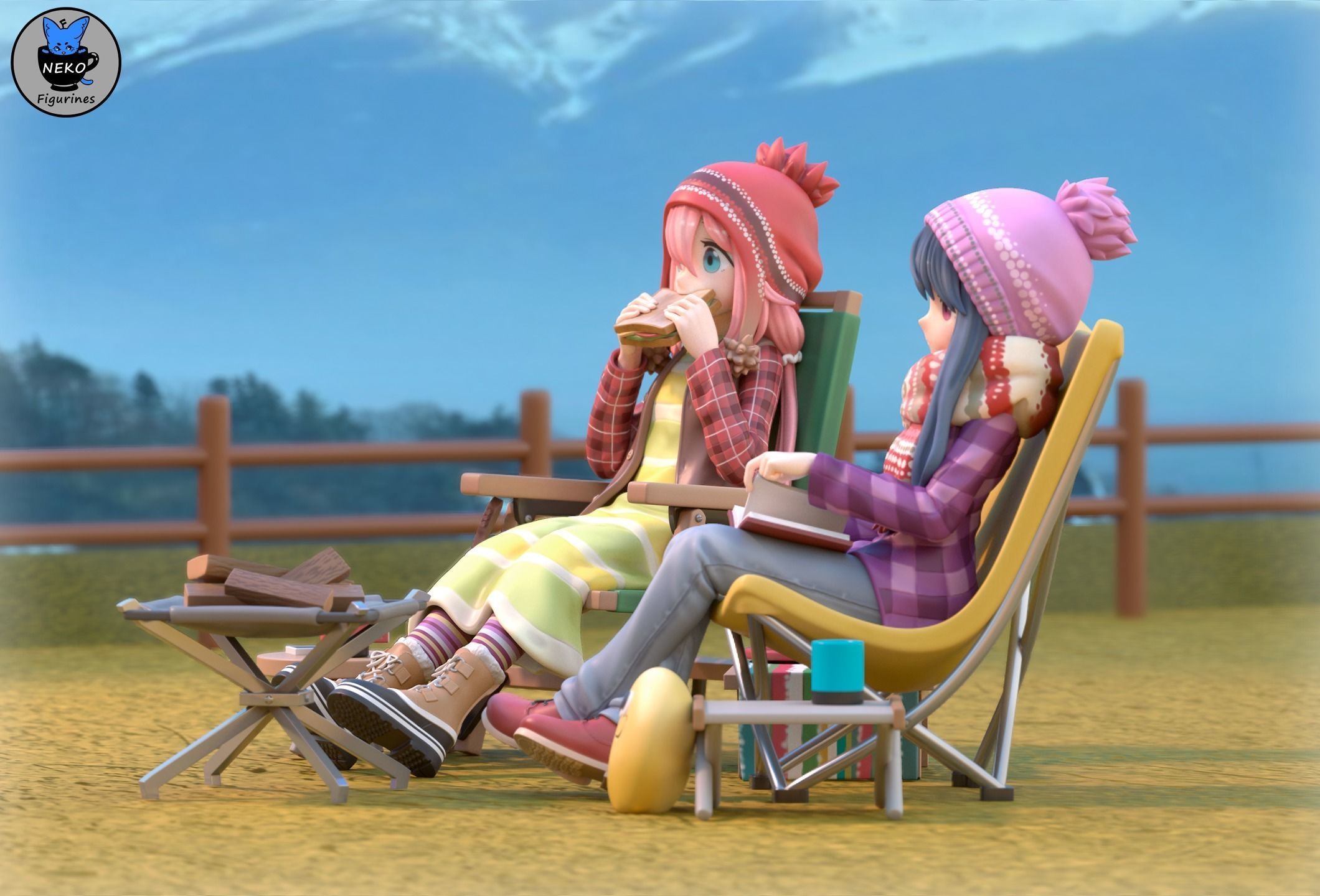 Rin and Nadeshiko - Laid Back Camp Anime Figure for 3D Printing 3D print model_13